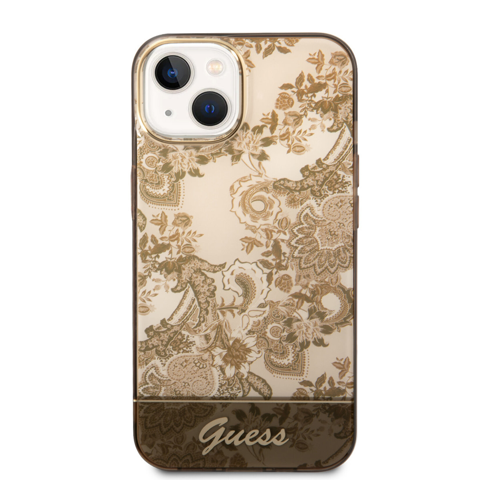 Guess Guess Telefoonhoesje voor Apple iPhone 14 - Bruin TPU Back Cover met Bescherming van Telefoon.