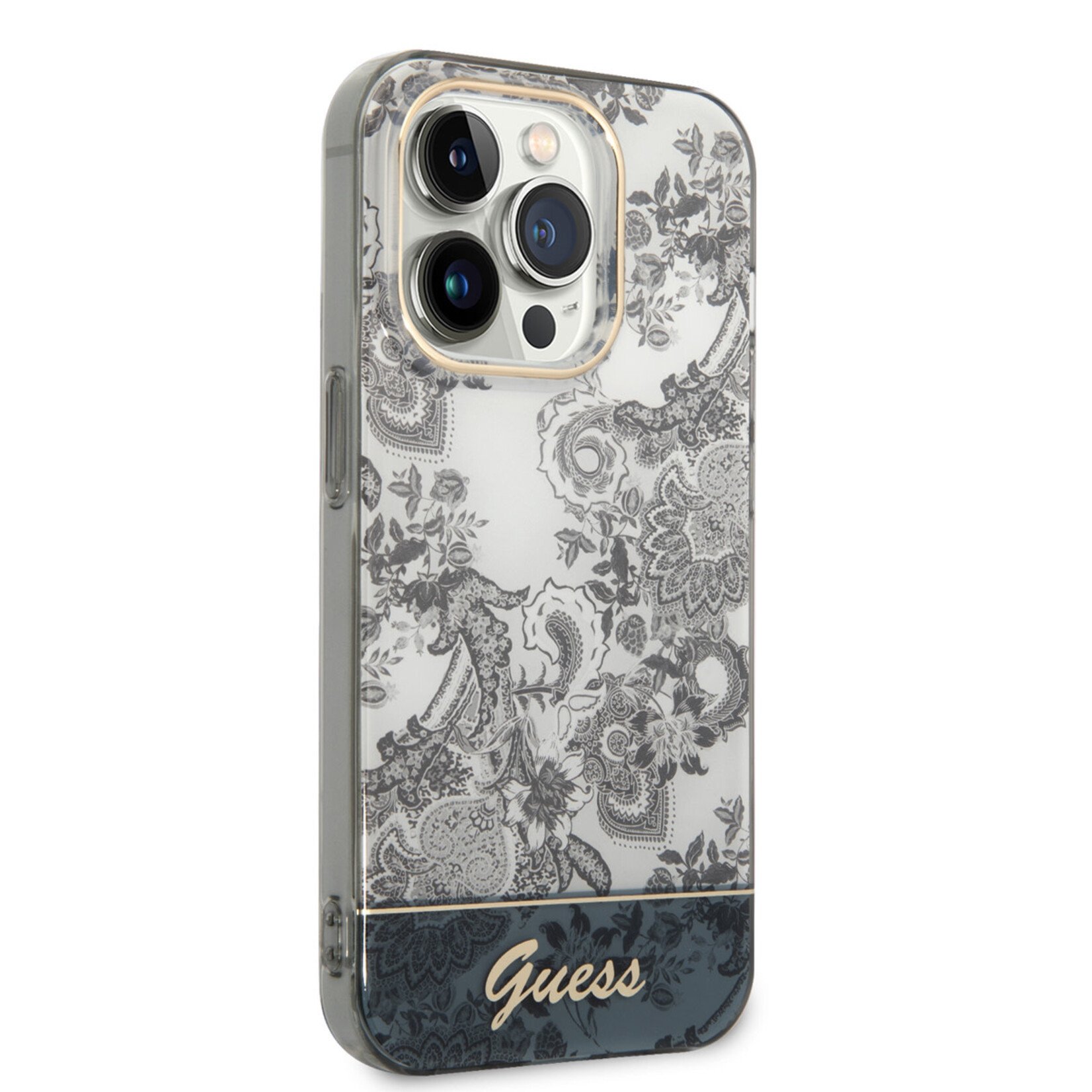 Guess Guess Telefoonhoesje voor Apple iPhone 14 Pro Max - Grijs TPU-materiaal, Back Cover & Bescherming.