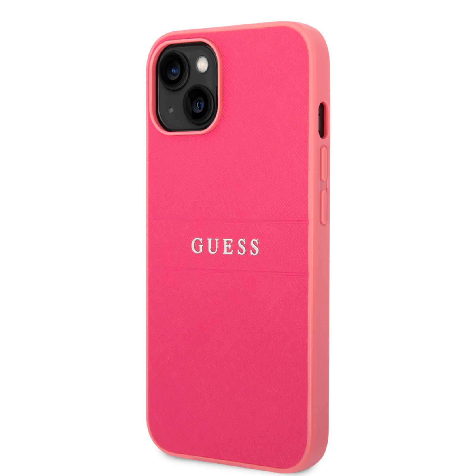 Guess Guess iPhone 14 Back Cover Hoesje - Roze - PU Saffiano - Bescherm je Telefoon!