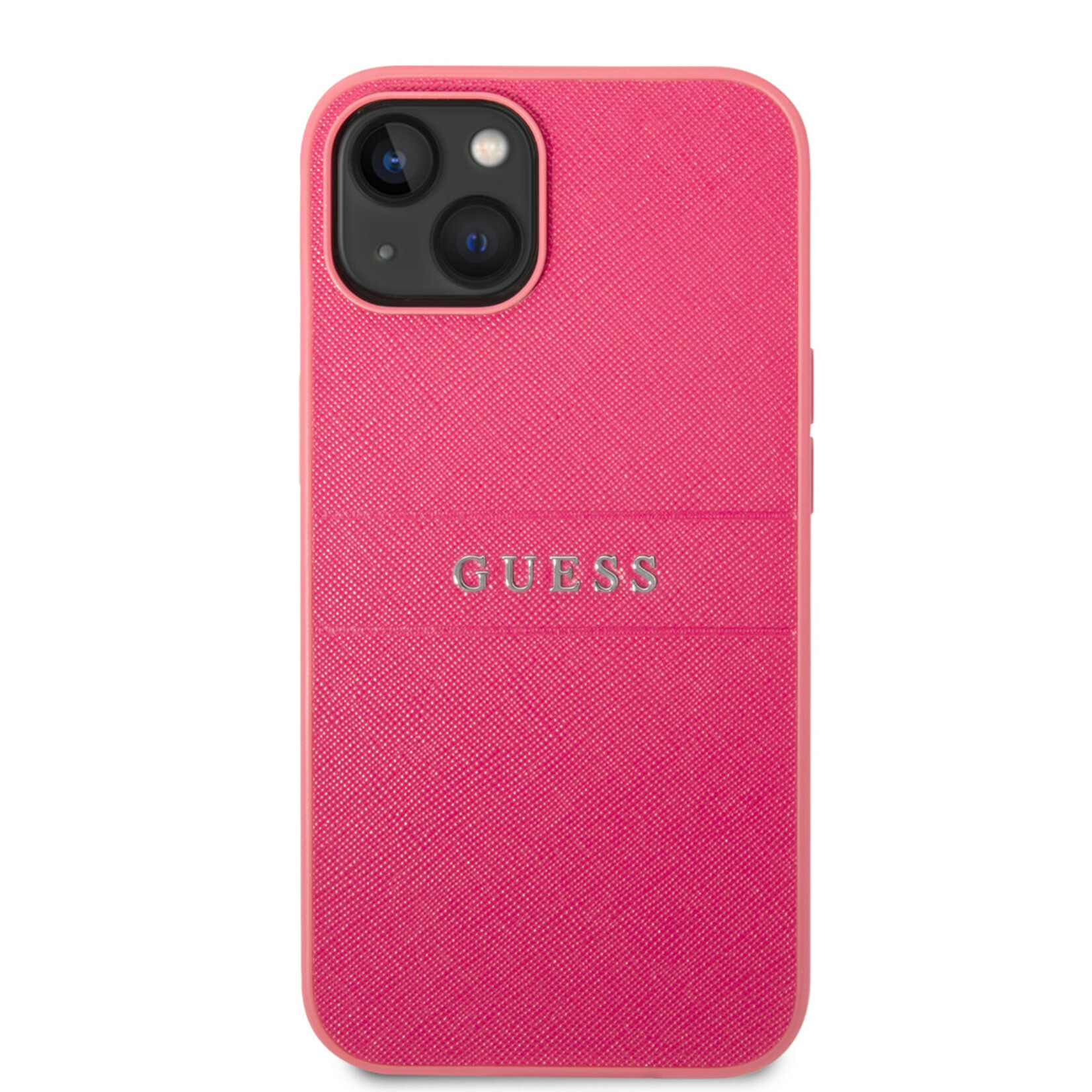 Guess Guess iPhone 14 Back Cover Hoesje - Roze - PU Saffiano - Bescherm je Telefoon!