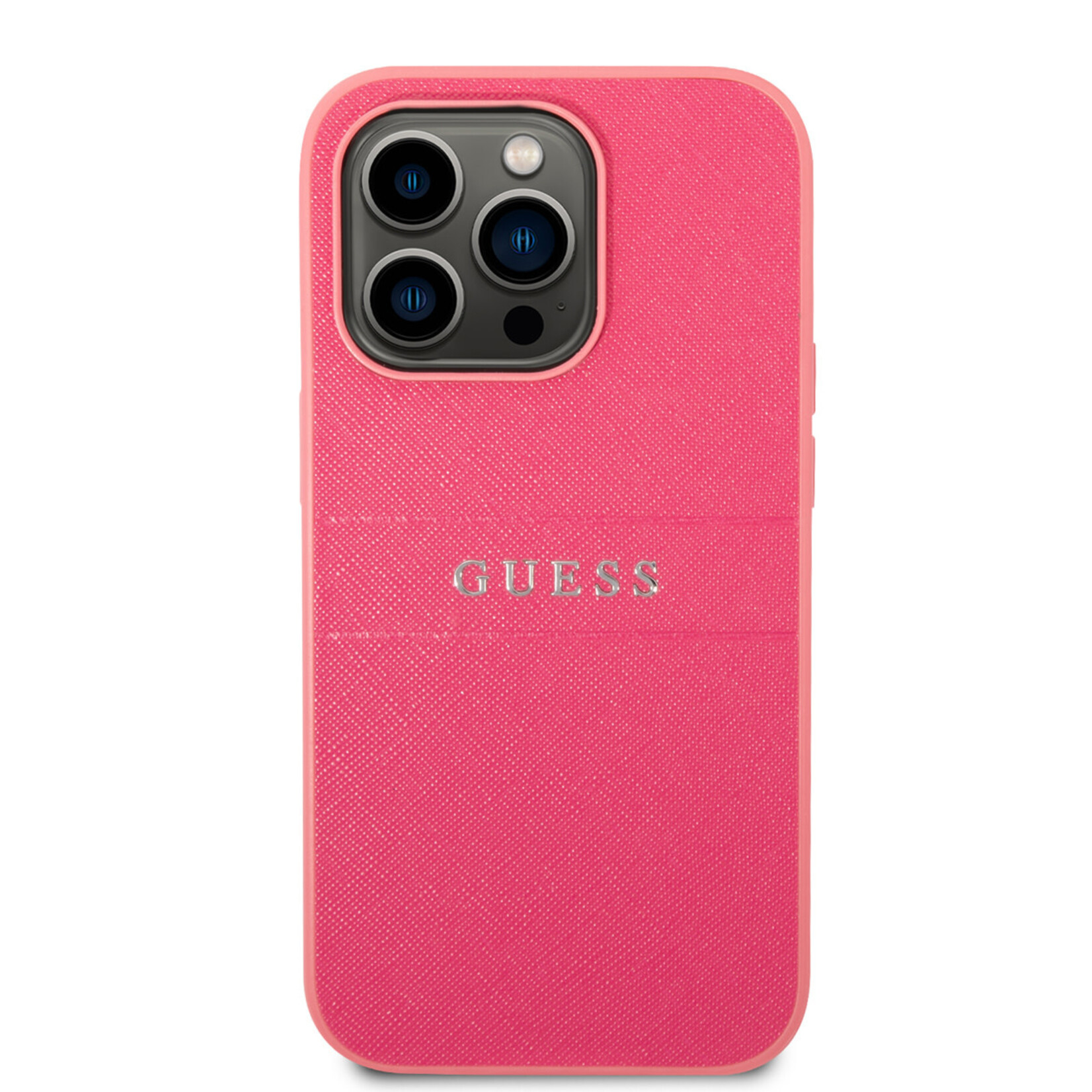 Guess Guess Apple iPhone 14 Pro Max Pu;Saffiano Back Cover Telefoonhoesje - Beschermende Roze Kleur