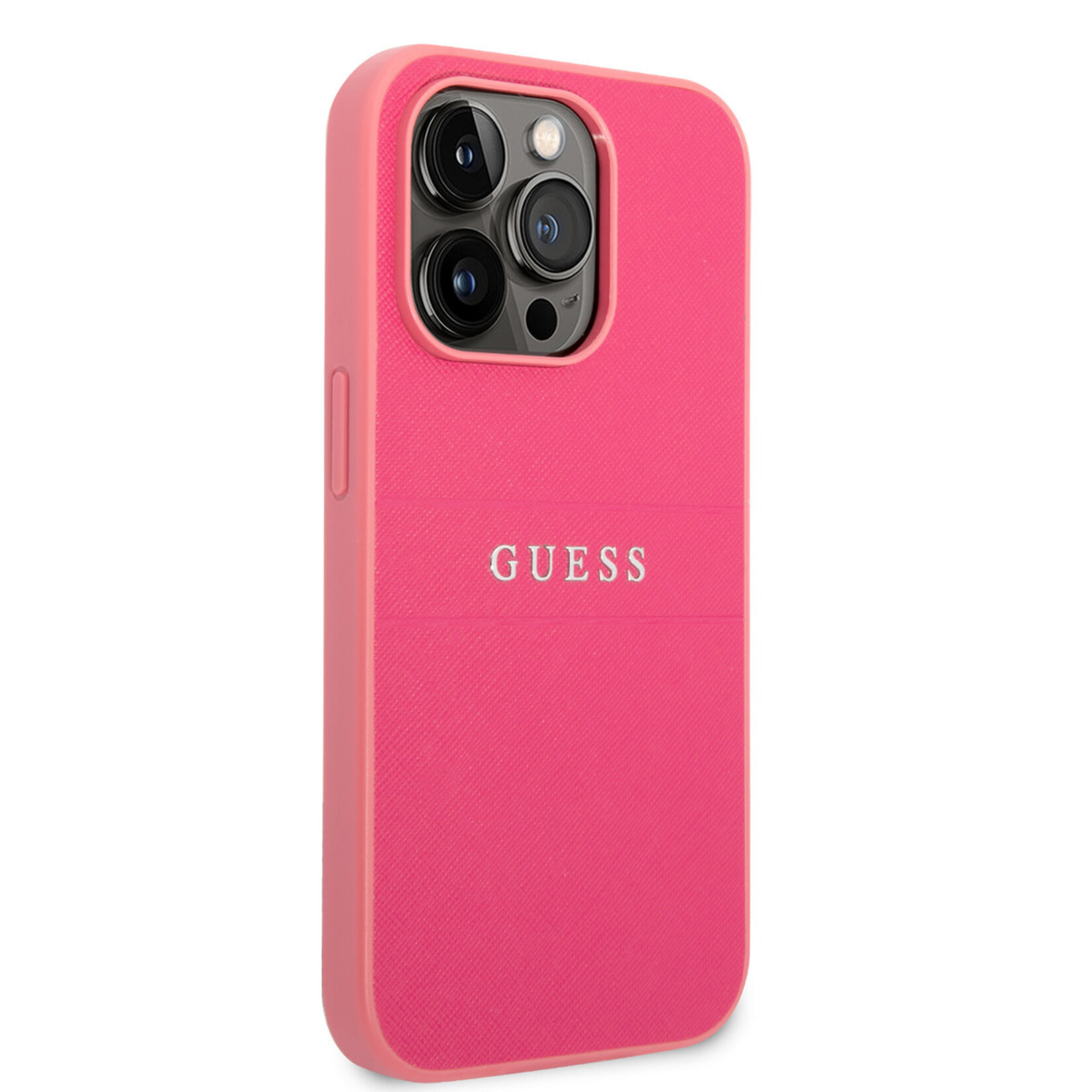 Guess Guess Apple iPhone 14 Pro Max Pu;Saffiano Back Cover Telefoonhoesje - Beschermende Roze Kleur