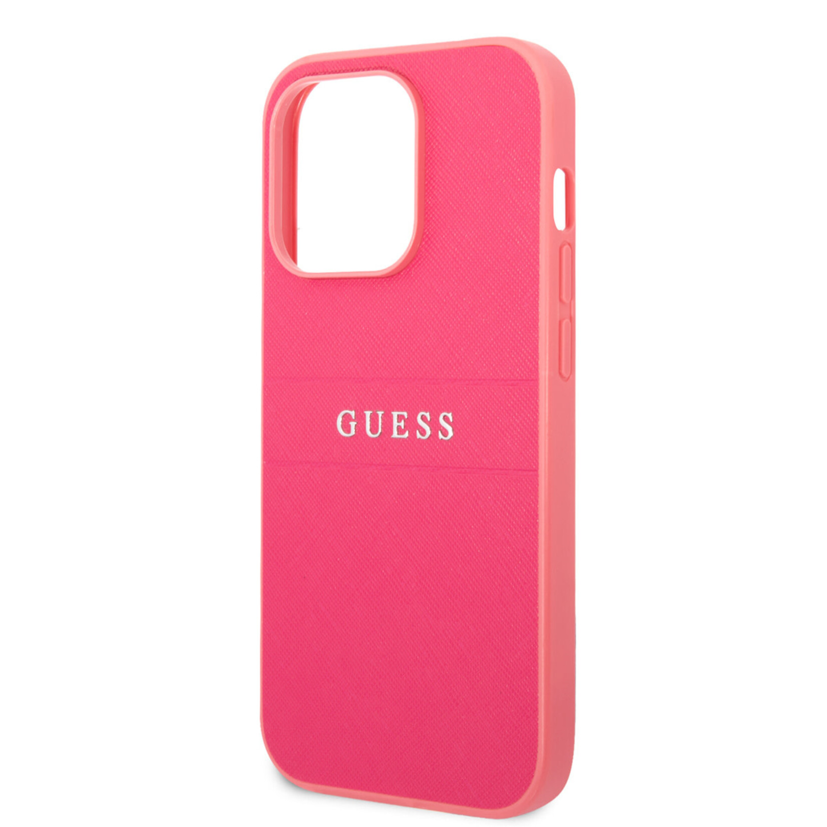 Guess Guess Apple iPhone 14 Pro Max Pu;Saffiano Back Cover Telefoonhoesje - Beschermende Roze Kleur