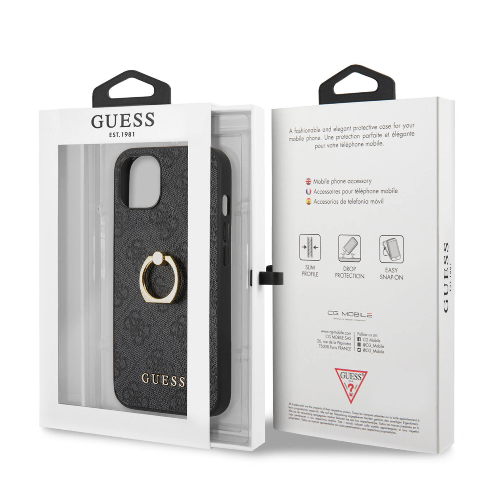 Guess Guess PU Back Cover Telefoonhoesje voor Apple iPhone 14 Plus - Grijs - Beschermt tegen Kras & Schokken