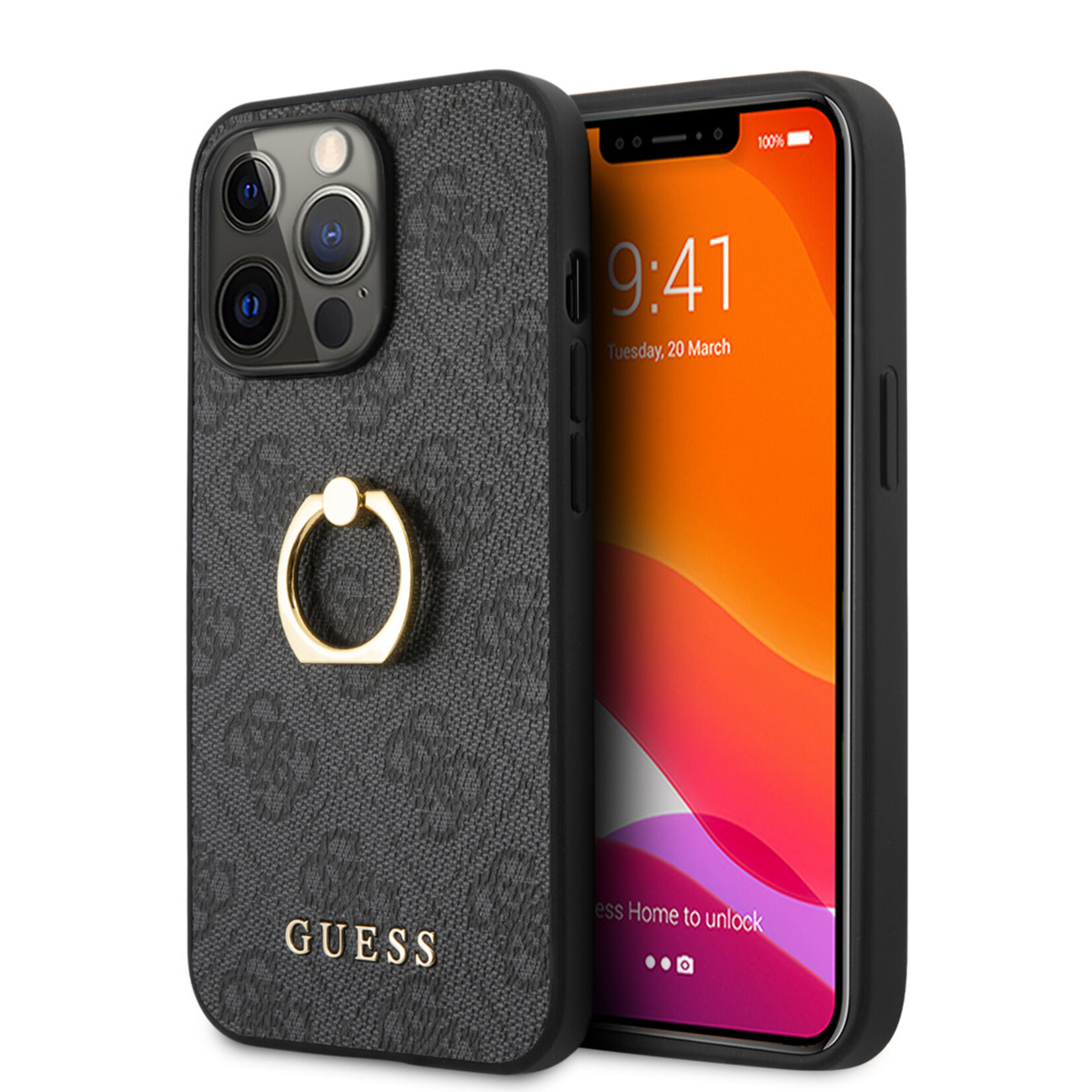 Guess Guess Telefoonhoesje voor Apple iPhone 14 Pro - Kleur: Grijs - Back Cover - Materiaal: PU - Bescherming van Telefoon