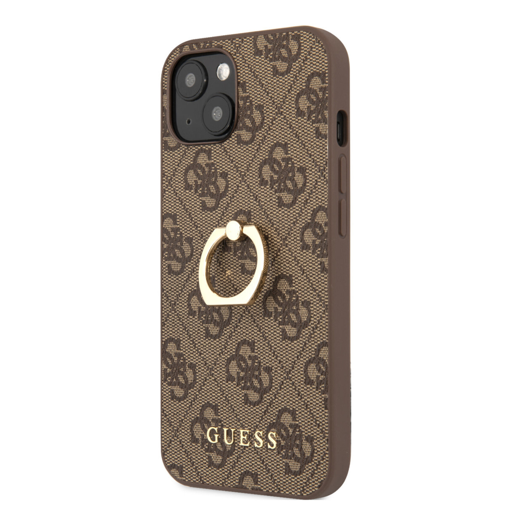 Guess GUESS Telefoonhoesje voor Apple iPhone 14 Plus - Pu-leer, Beschermende Back Cover, Bruin