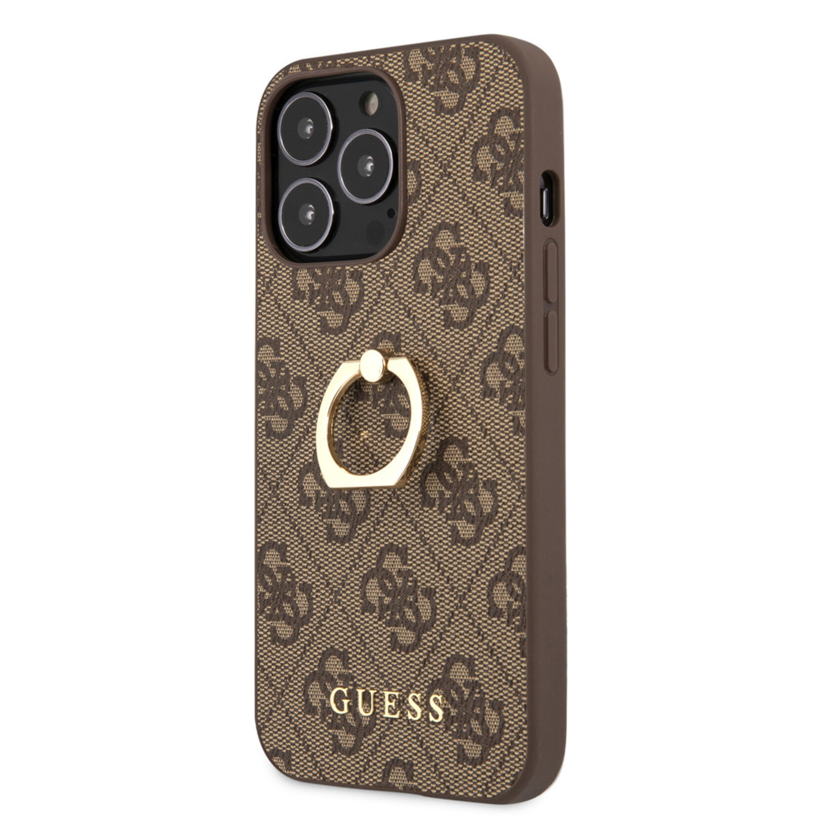 Guess GUESS Premium Back Cover Telefoonhoesje voor Apple iPhone 14 Pro - Pu Leer, Bruin - Beschermt uw Telefoon Perfect