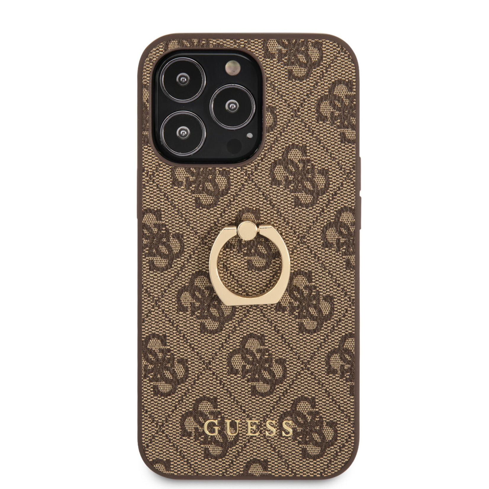 Guess GUESS Premium Back Cover Telefoonhoesje voor Apple iPhone 14 Pro - Pu Leer, Bruin - Beschermt uw Telefoon Perfect