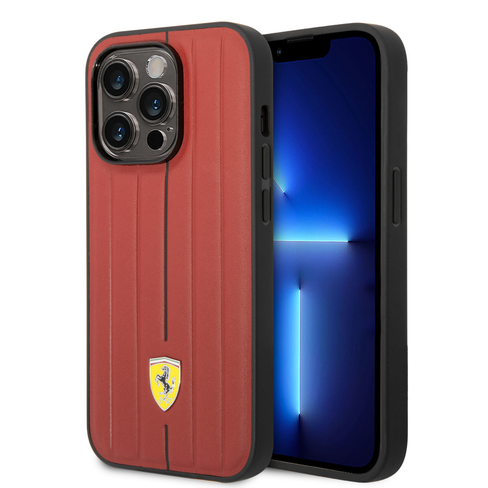 Ferrari Ferrari Apple iPhone 14 Plus Leer Back Cover Telefoonhoesje - Bescherm je Telefoon, Kleur: Rood