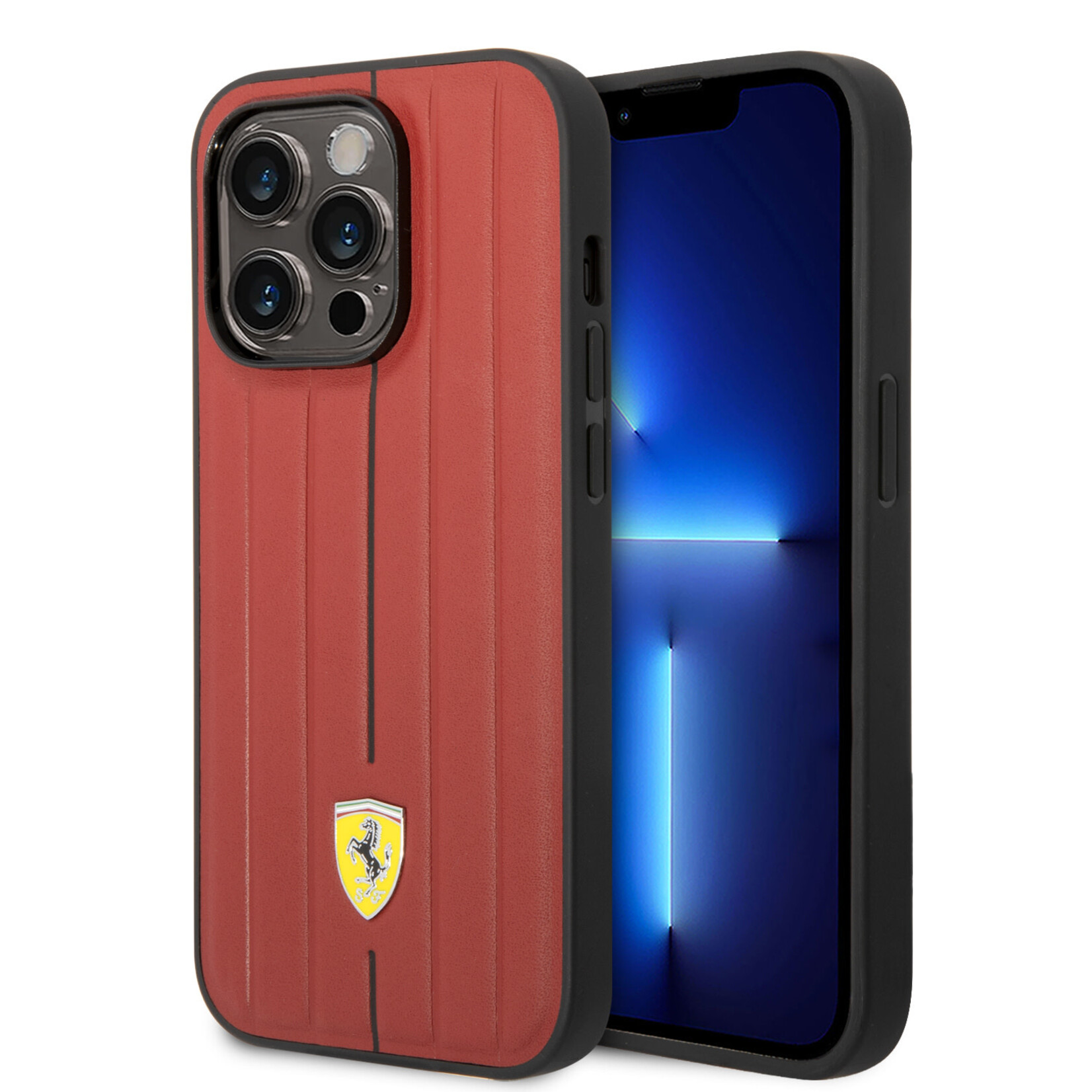 Ferrari Ferrari iPhone 14 Pro Rode Leer Hoesje - Bescherm je iPhone 14 Pro tegen Stoten en Krasjes