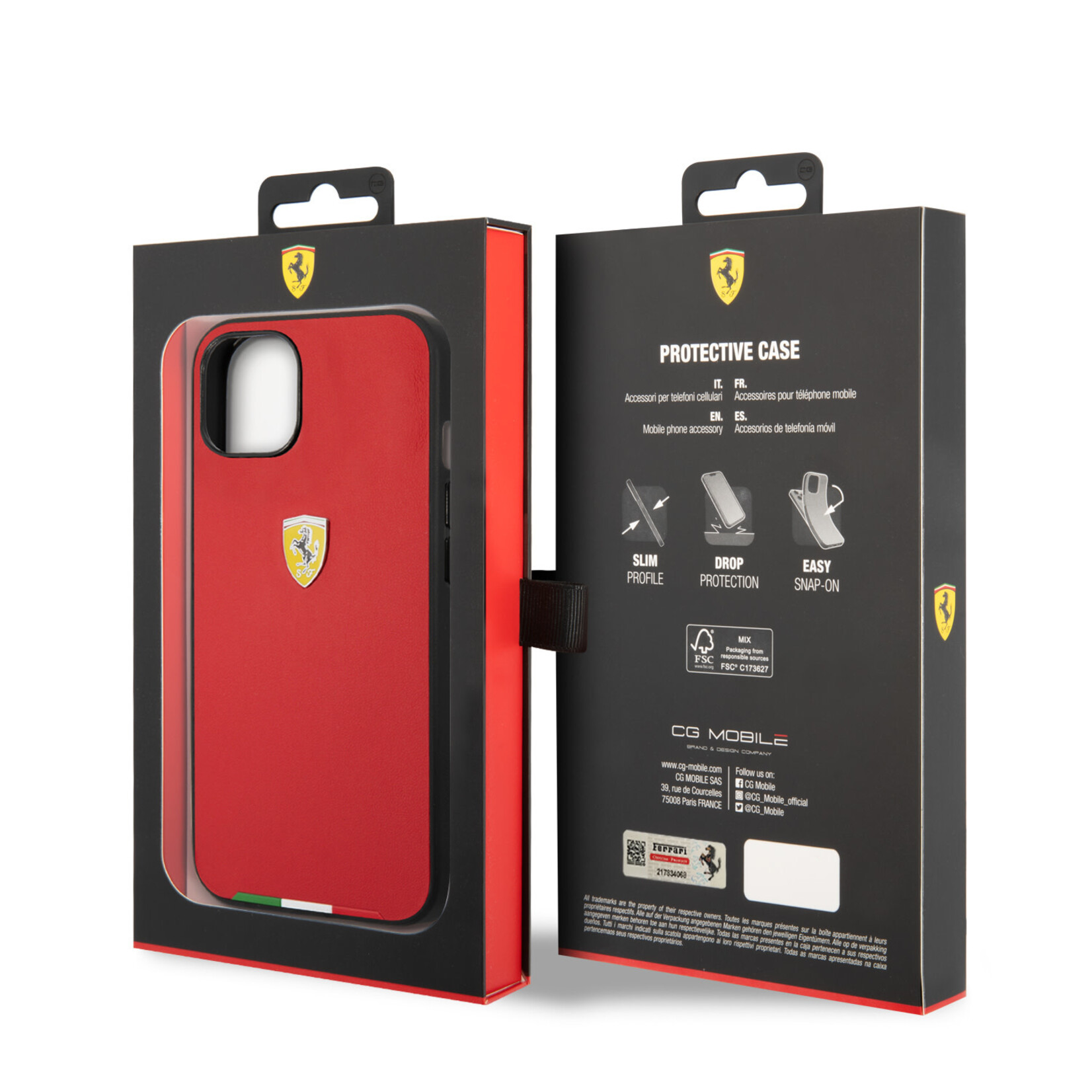Ferrari Ferrari Apple iPhone 14 Rode PU Back Cover Telefoonhoesje - Bescherm uw Telefoon & Voorkom Kras- en Stootschade