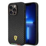 Ferrari Ferrari Back Cover voor Apple iPhone 14 Pro – Pu & Carbon bescherming – Zwart Telefoonhoesje