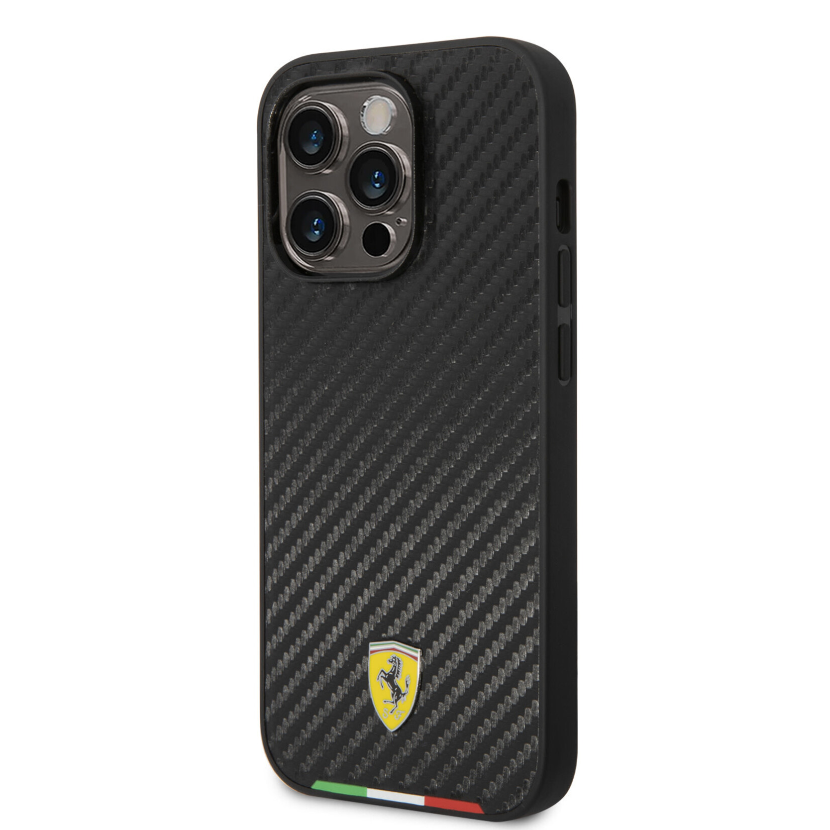 Ferrari Ferrari Back Cover voor Apple iPhone 14 Pro – Pu & Carbon bescherming – Zwart Telefoonhoesje