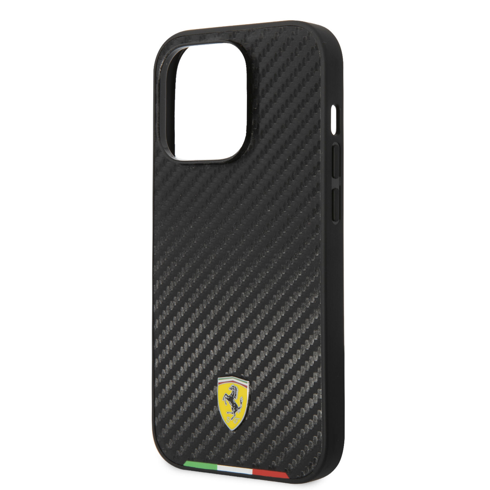 Ferrari Ferrari Back Cover voor Apple iPhone 14 Pro – Pu & Carbon bescherming – Zwart Telefoonhoesje