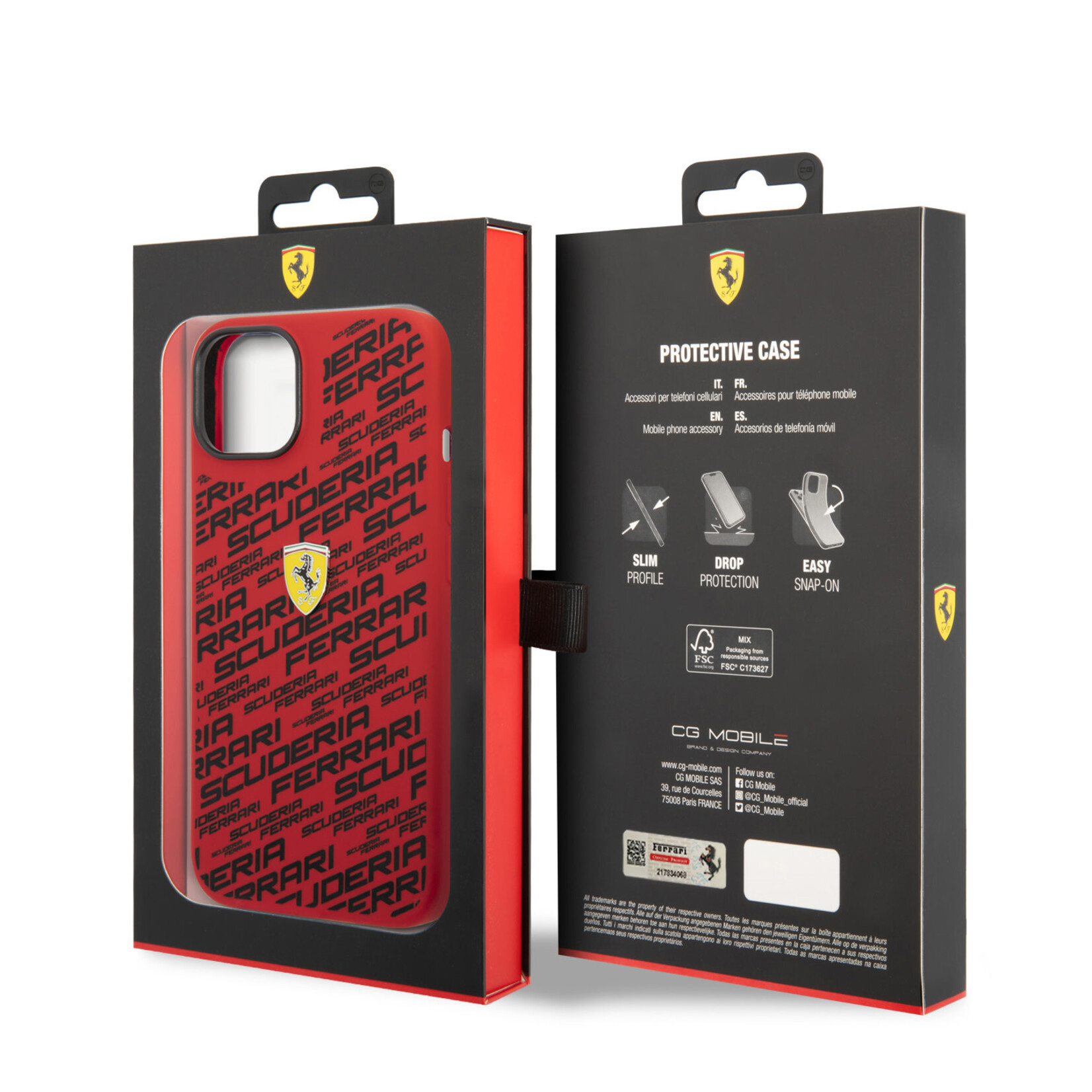 Ferrari Ferrari Silicone Back Cover Telefoonhoesje voor Apple iPhone 14 - Bescherm je Telefoon, Kleur: Rood