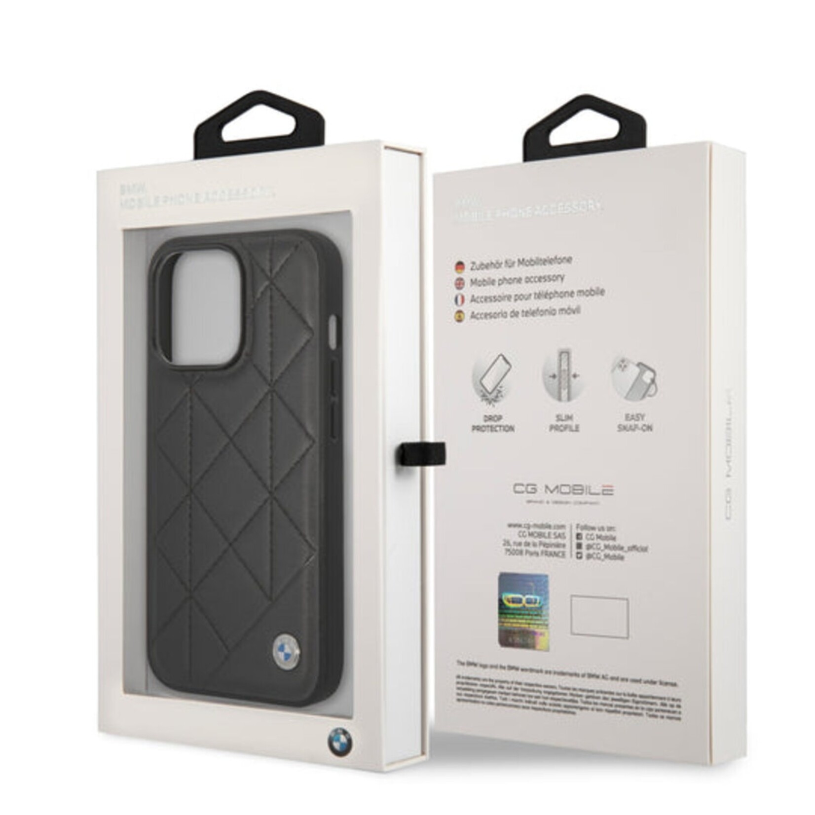 BMW BMW imitatieleer Back Cover Telefoonhoesje voor Apple iPhone 14 Pro - Bescherm je Telefoon, Zwarte Kleur