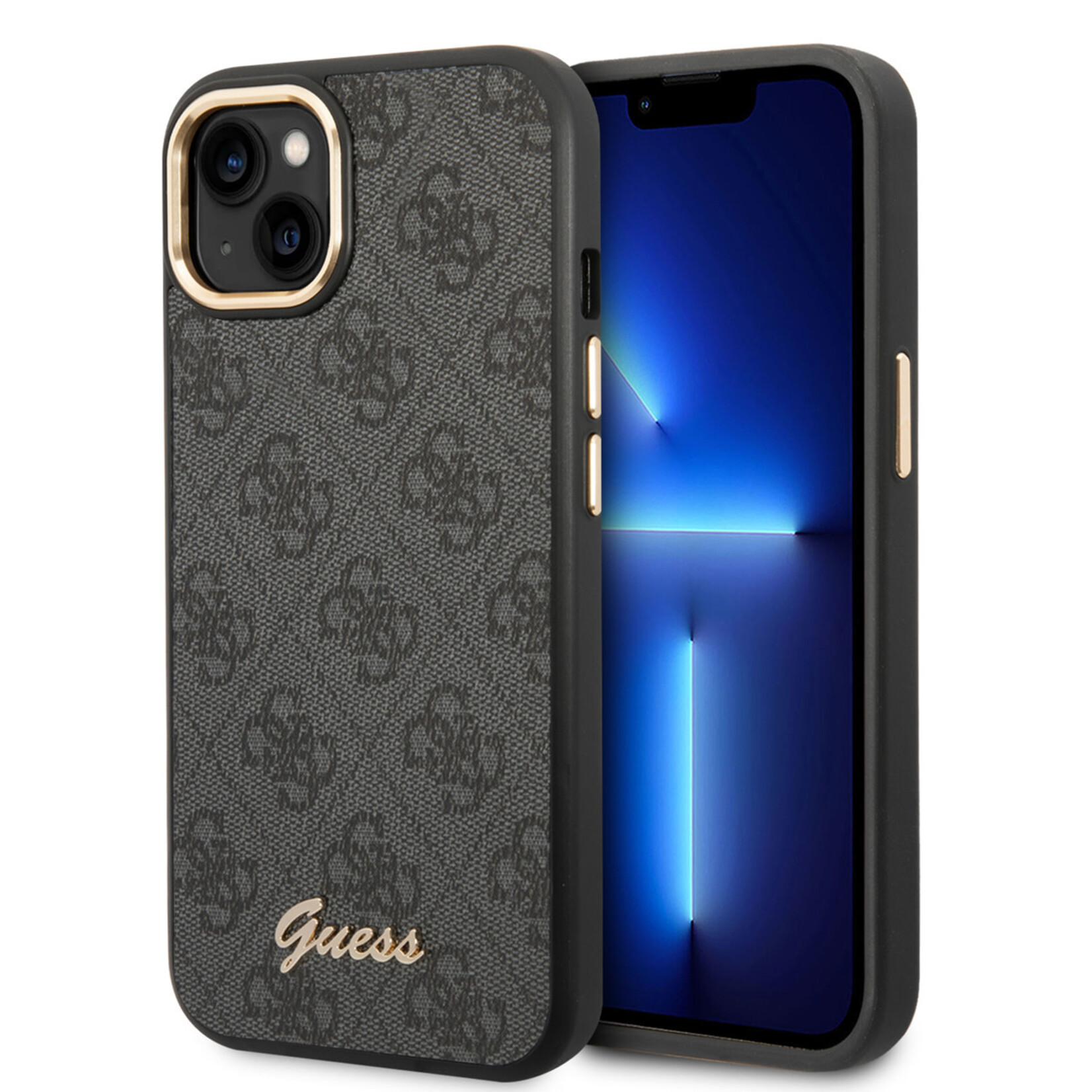 Guess Guess iPhone 14 Hardcase Backcover - 4G - Metal Buttons & Camera - Grijs