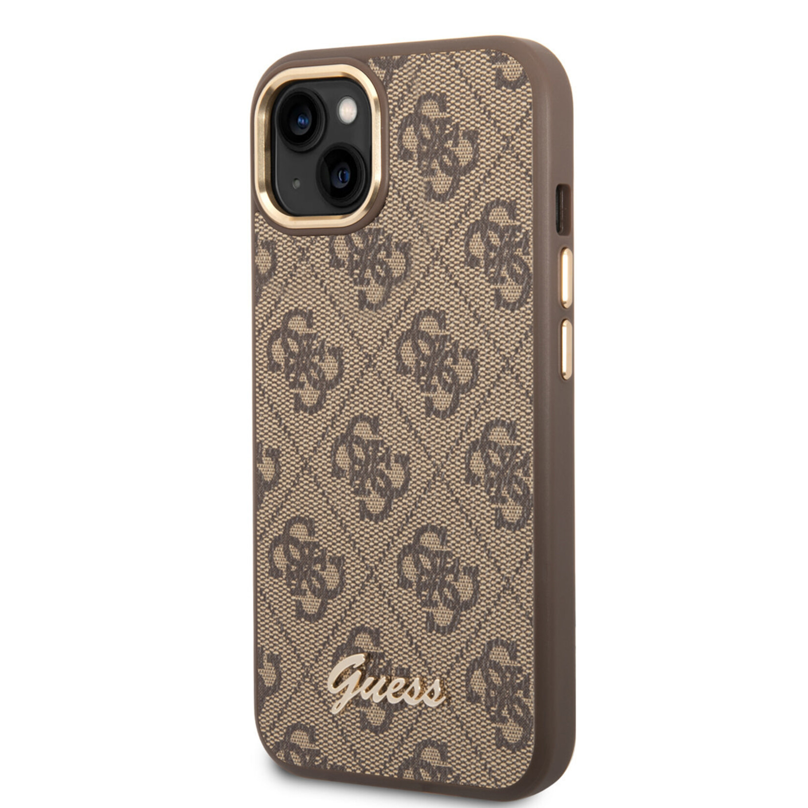 Guess GUESS iPhone 14 Hoesje - Back Cover - Polycarbonaat;PU - Bescherm je Telefoon - Bruin