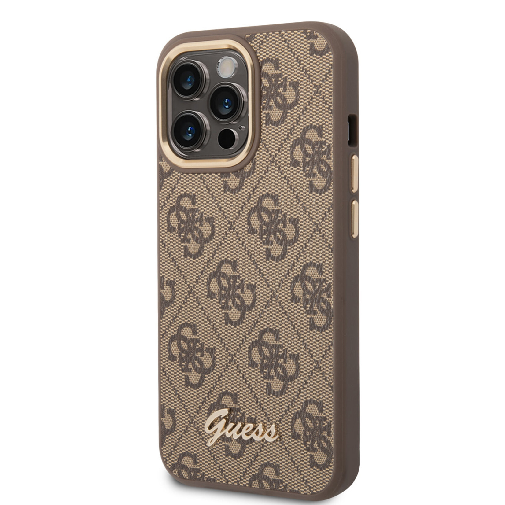 Guess Guess iPhone 14 Pro Hardcase Backcover - 4G - Metal Buttons & Camera - Bruin