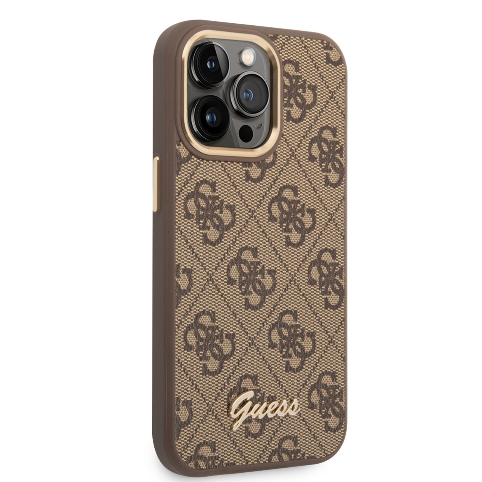 Guess Guess iPhone 14 Pro Hardcase Backcover - 4G - Metal Buttons & Camera - Bruin