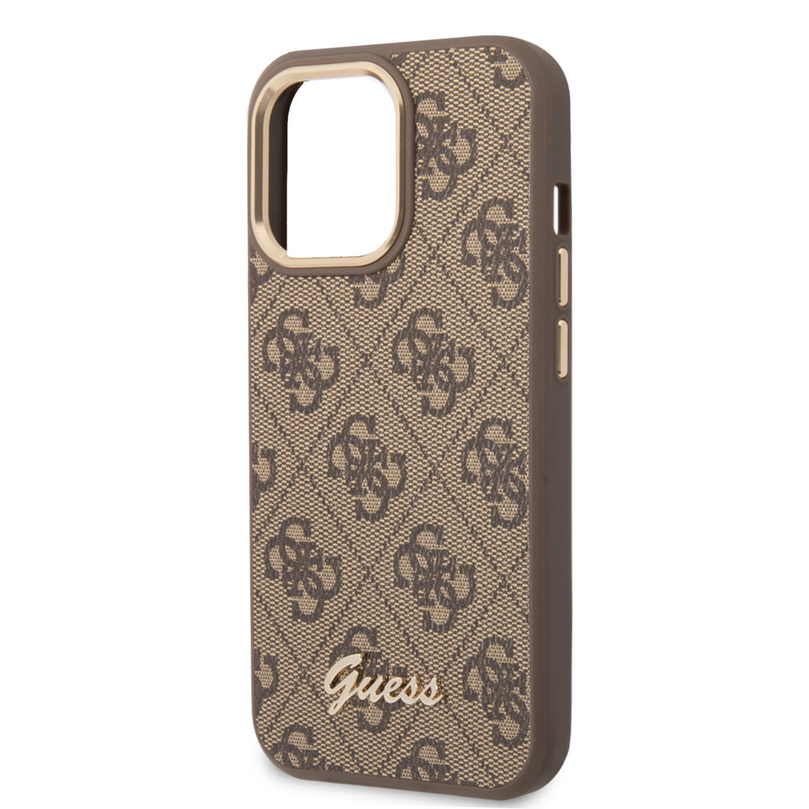 Guess Guess iPhone 14 Pro Hardcase Backcover - 4G - Metal Buttons & Camera - Bruin