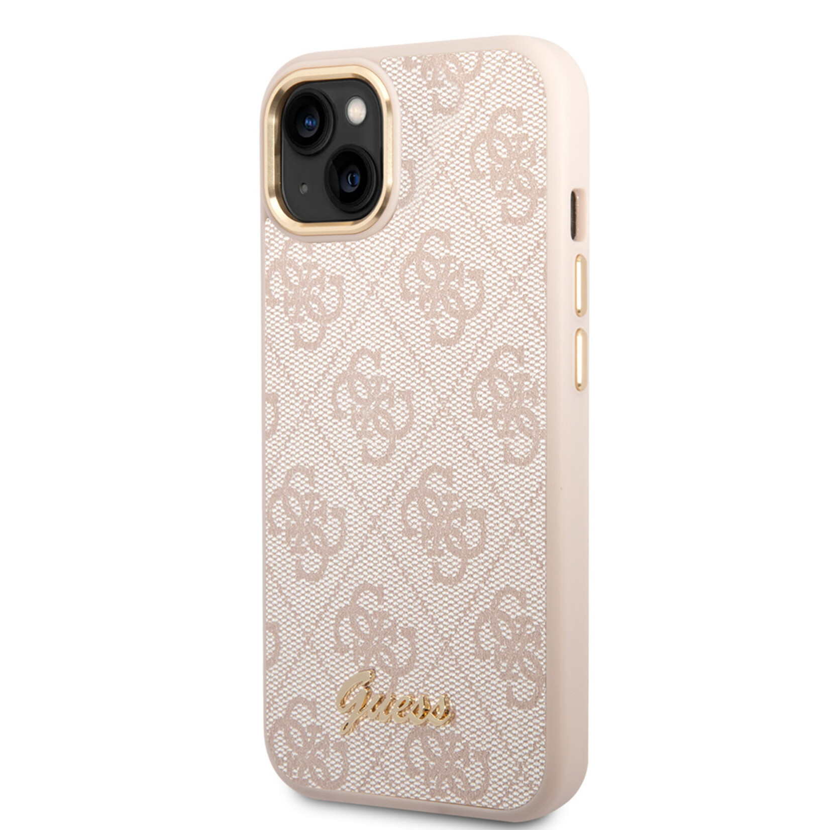 Guess Guess iPhone 14 Plus Hardcase Backcover - 4G - Metal Buttons & Camera - Roze