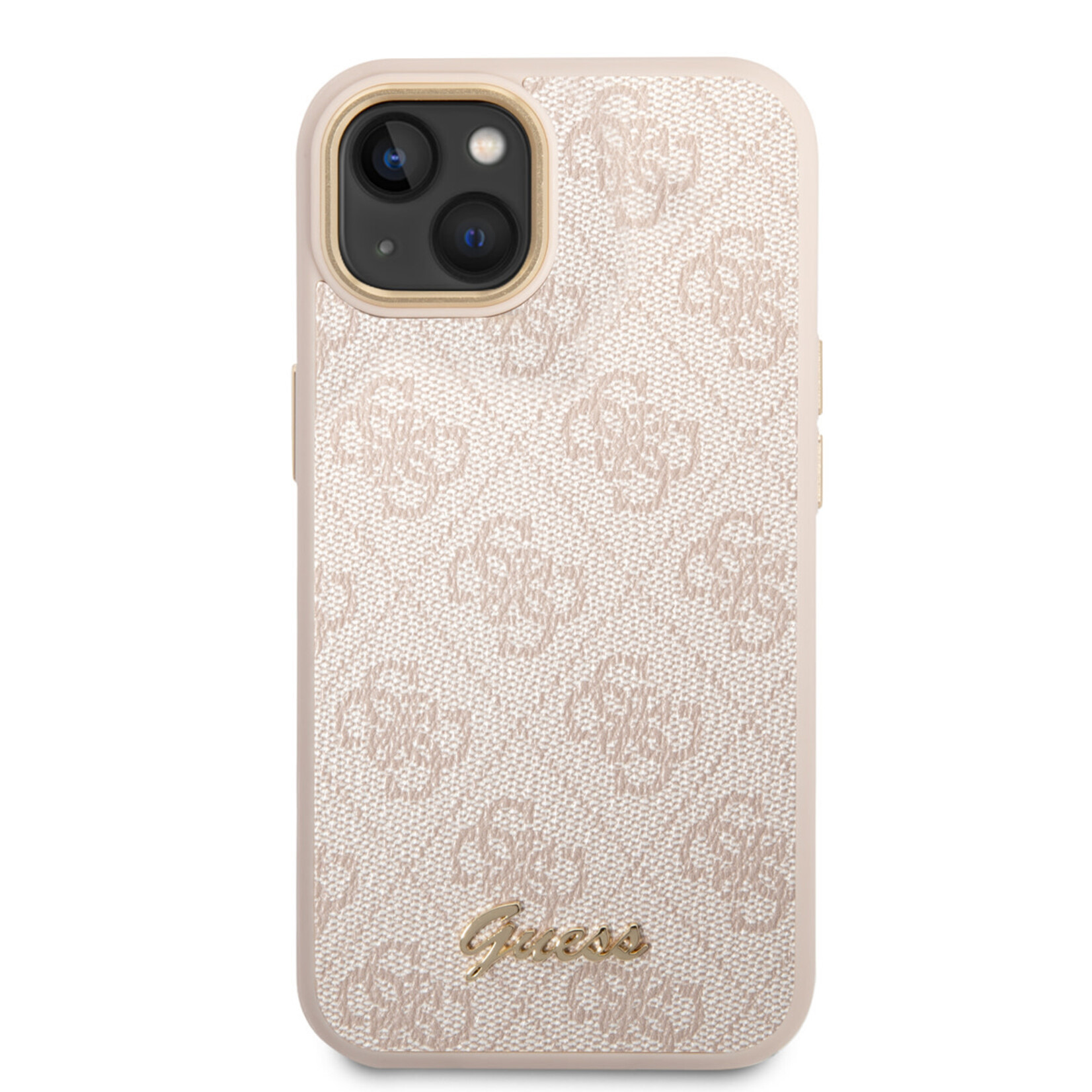 Guess Guess iPhone 14 Plus Hardcase Backcover - 4G - Metal Buttons & Camera - Roze