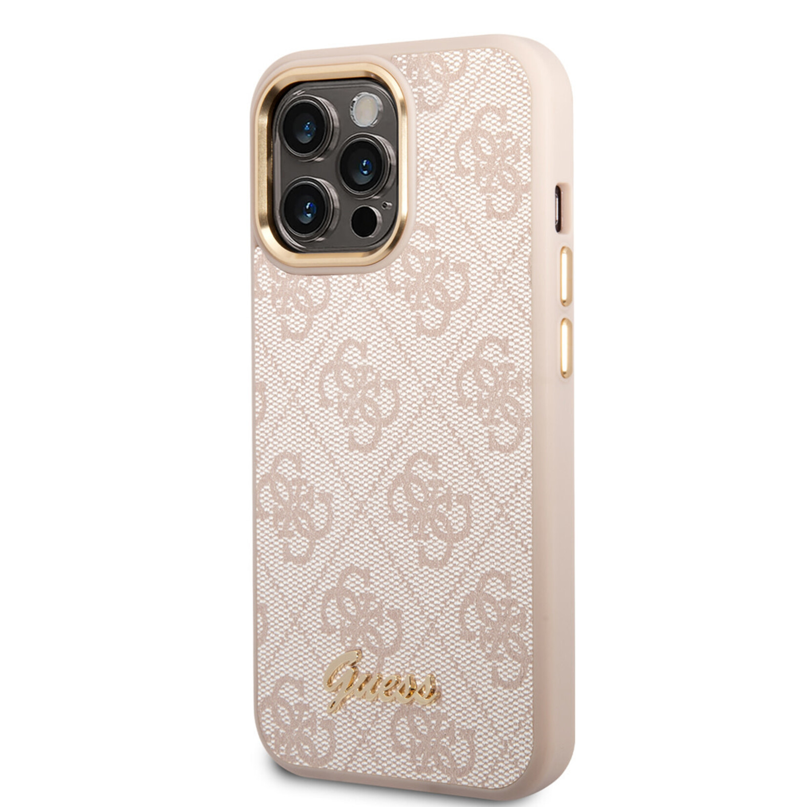 Guess Guess iPhone 14 Pro Back Cover Hoesje - Roze, Polycarbonaat/PU, Beschermend Telefoonhoesje