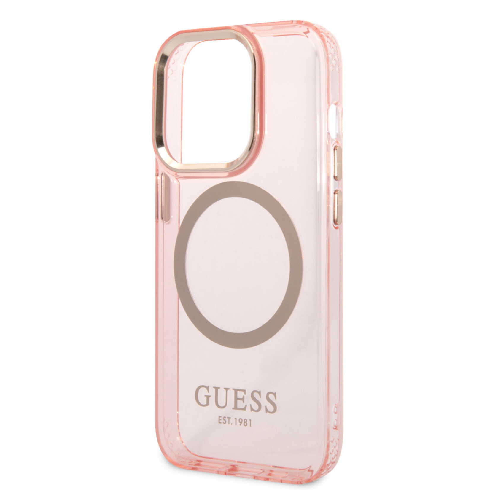 Guess Guess Telefoonhoesje voor Apple iPhone 14 Pro Max - Kleur Roze, Back Cover Magsafe, TPU Materiaal, Bescherming van Telefoon.