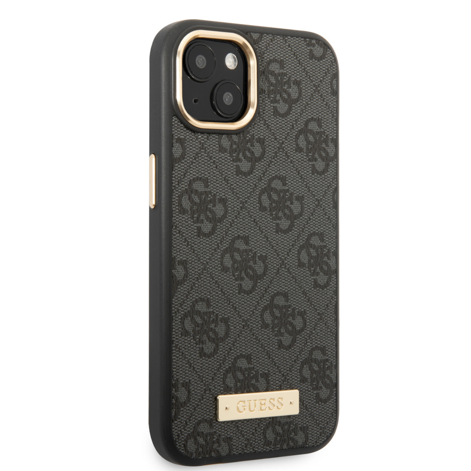 Guess Guess iPhone 14 Hardcase Backcover - 4G - Gold Camera & Buttons - Magsafe Compatible - Grijs