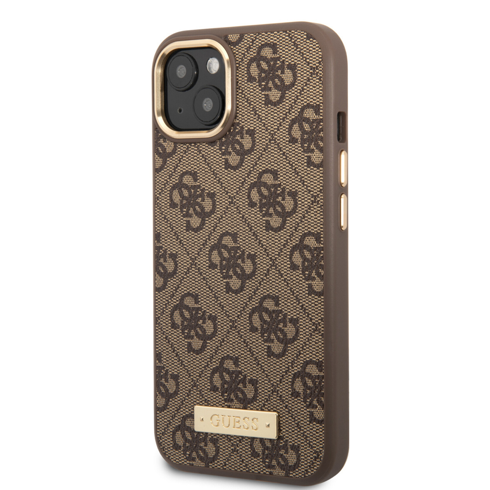 Guess Guess iPhone 14 Hardcase Backcover - 4G - Gold Camera & Buttons - Magsafe Compatible - Bruin