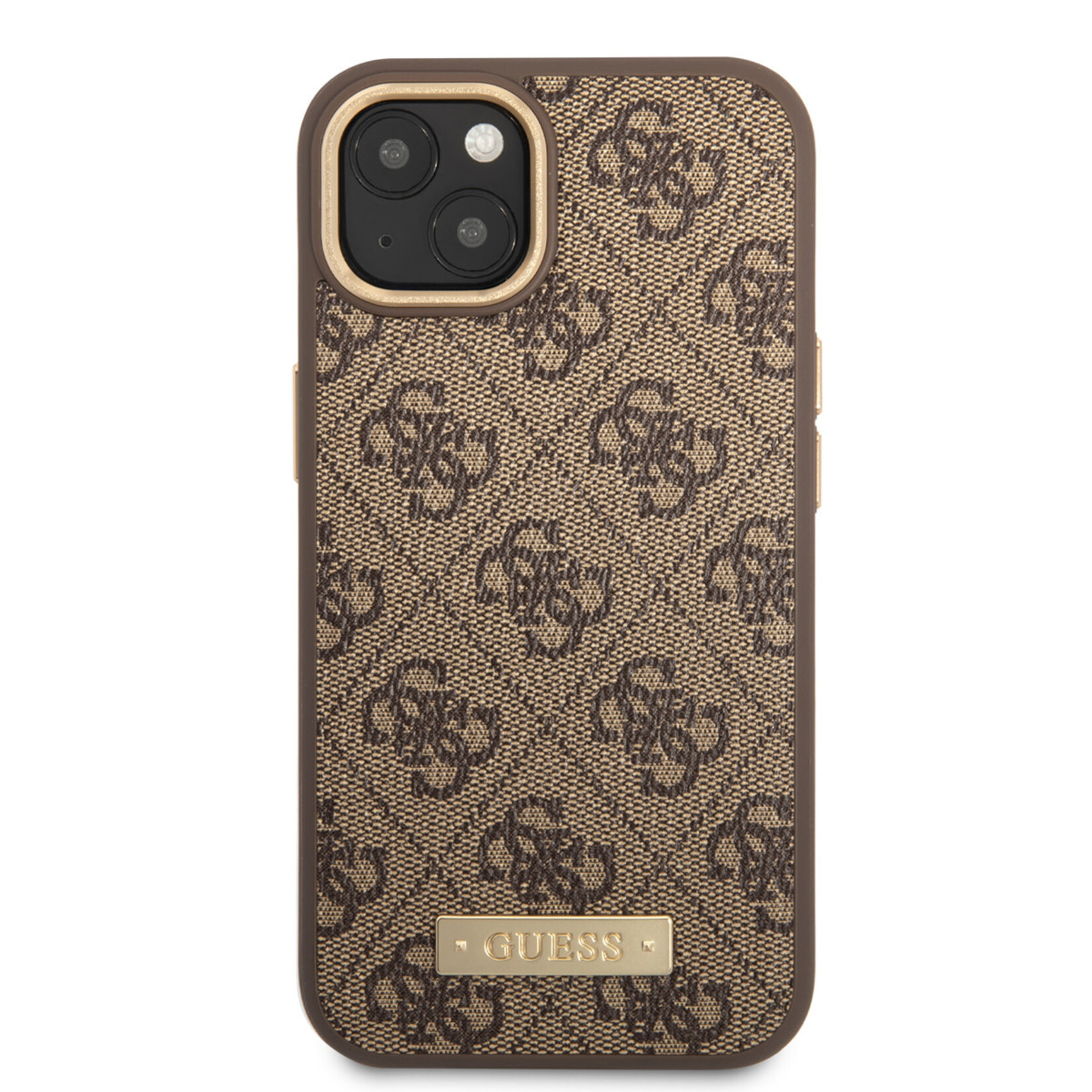 Guess Guess iPhone 14 Hardcase Backcover - 4G - Gold Camera & Buttons - Magsafe Compatible - Bruin