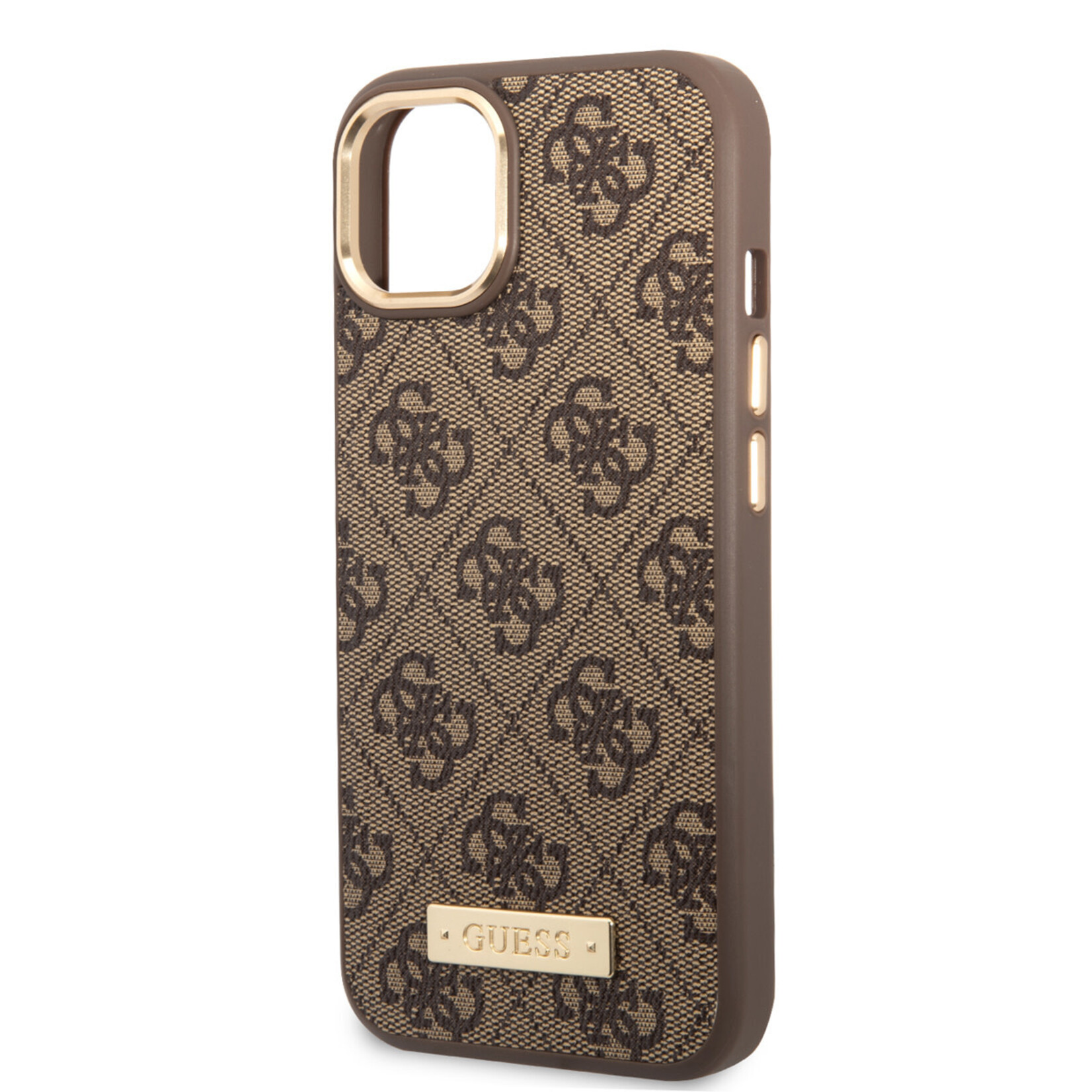 Guess Guess iPhone 14 Hardcase Backcover - 4G - Gold Camera & Buttons - Magsafe Compatible - Bruin