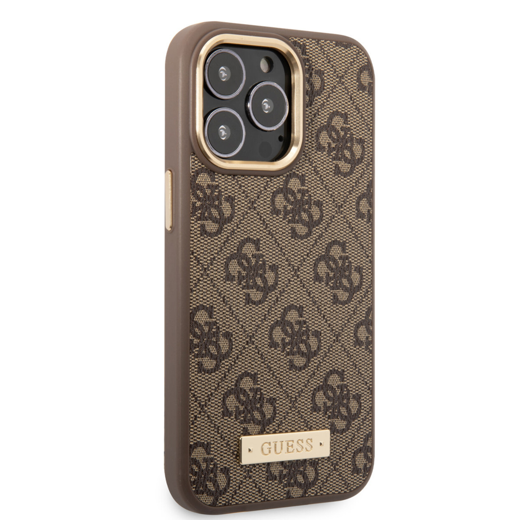 Guess Guess Telefoonhoesje voor Apple iPhone 14 Pro - Bruin Magsafe Back Cover - Bescherm je Telefoon met PU Materiaal