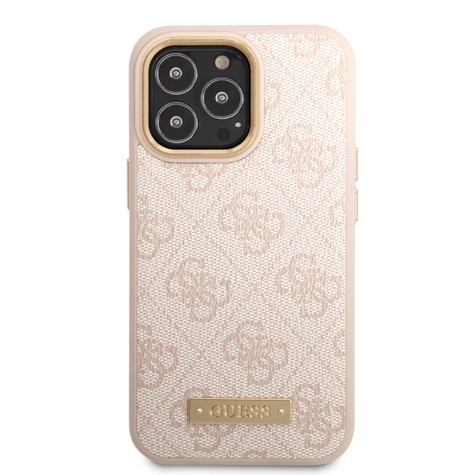 Guess Guess Telefoonhoesje voor Apple iPhone 14 Pro - Roze Magsafe Back Cover - PU materiaal voor Extra Bescherming