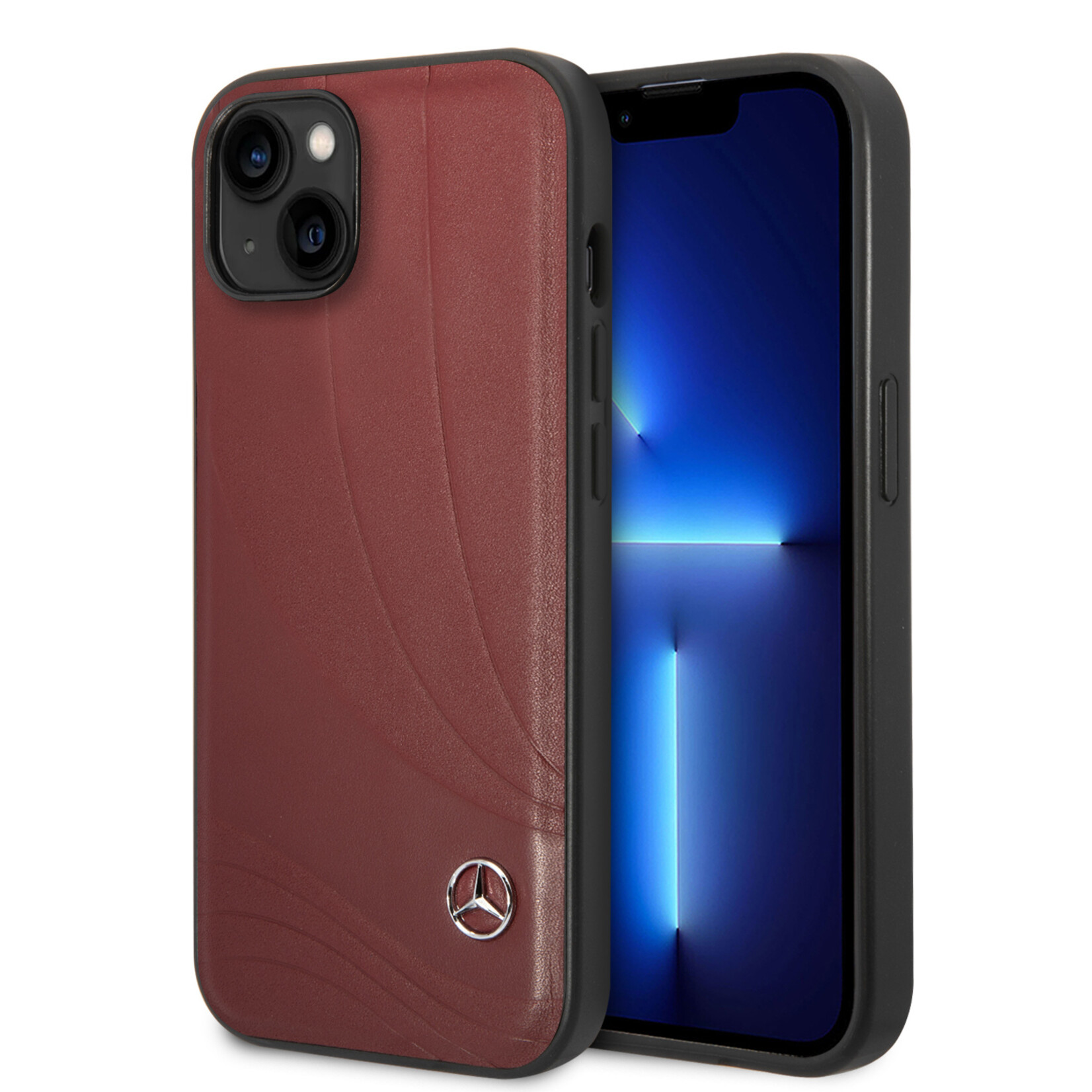 Mercedes-Benz Mercedes-Benz Pu Leer Back Cover Telefoonhoesje voor Apple iPhone 14 Plus - Beschermende Kleur: Rood