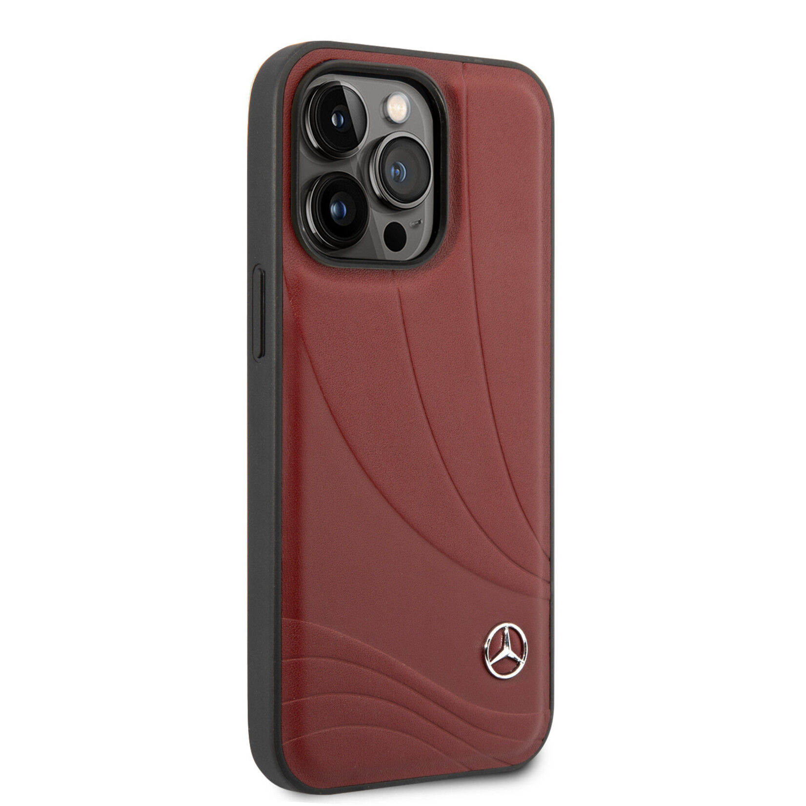 Mercedes-Benz Mercedes-Benz Pu Leer Back Cover Telefoonhoesje voor Apple iPhone 14 Pro Max - Bescherming & Kleur: Rood