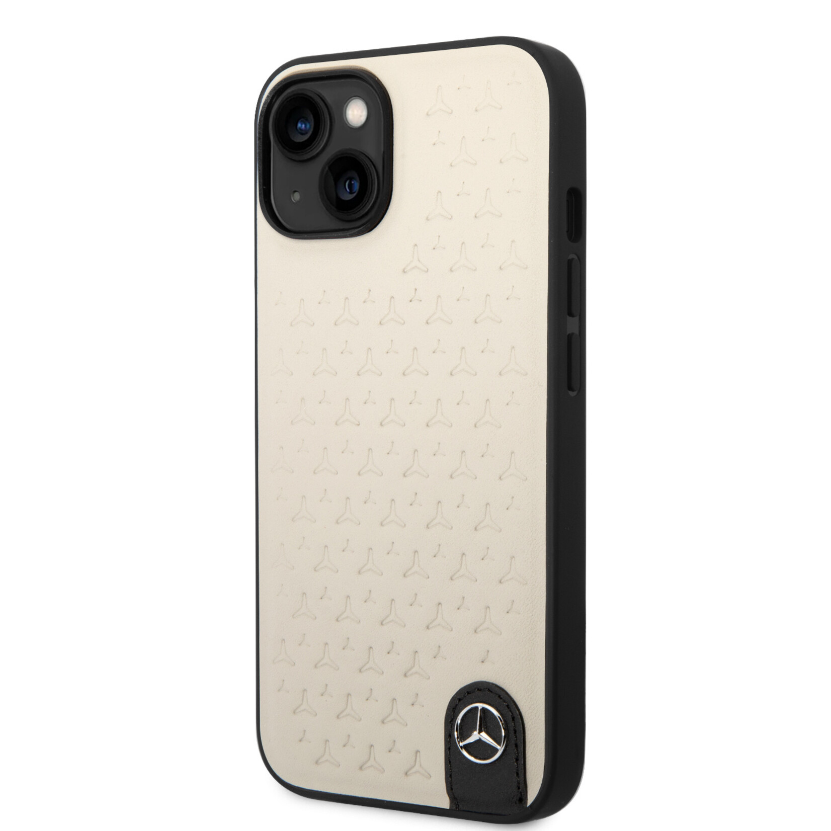 Mercedes-Benz Mercedes-Benz iPhone 14 Hardcase Backcover - Genuine Leather - Star Pattern - Beige