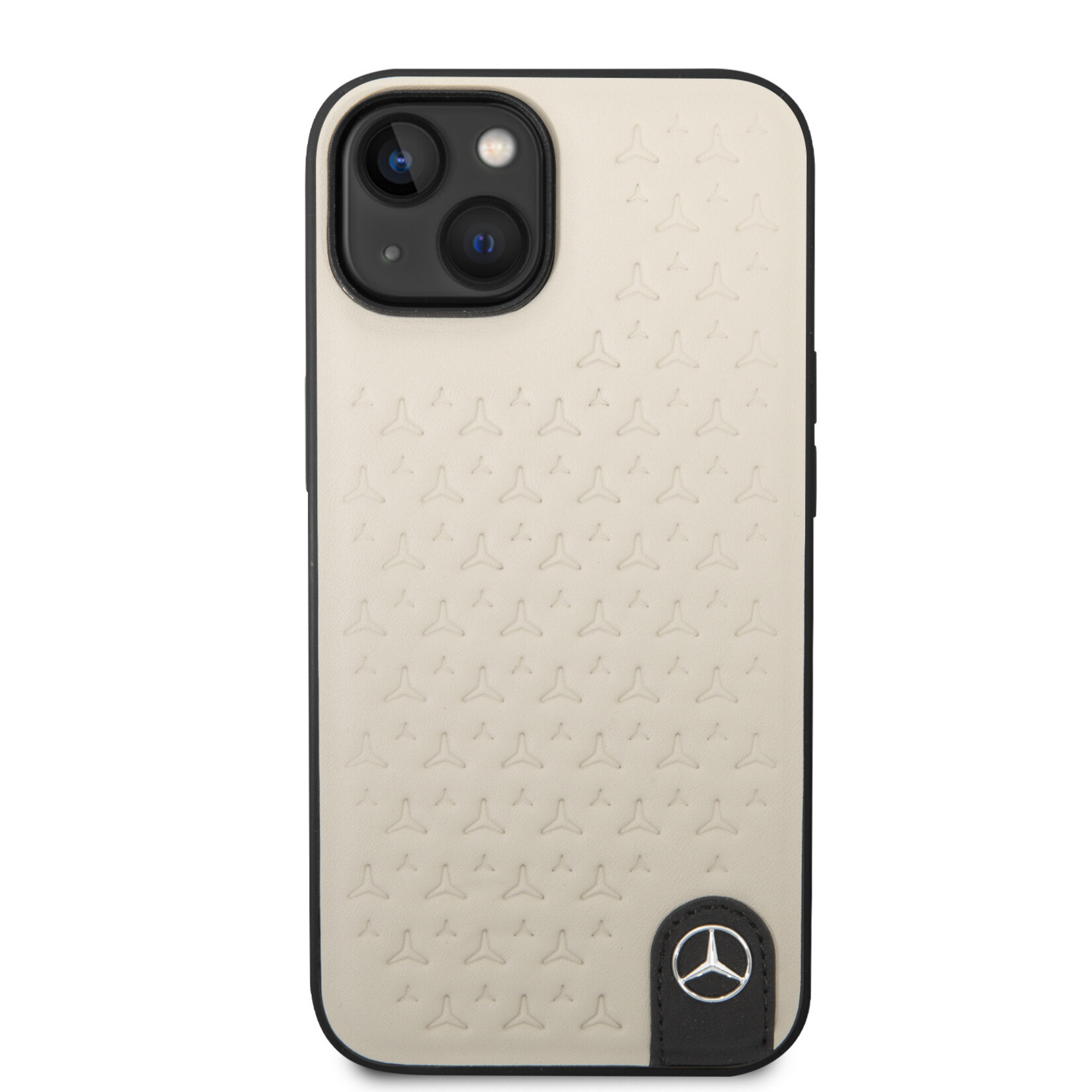 Mercedes-Benz Mercedes-Benz iPhone 14 Hardcase Backcover - Genuine Leather - Star Pattern - Beige