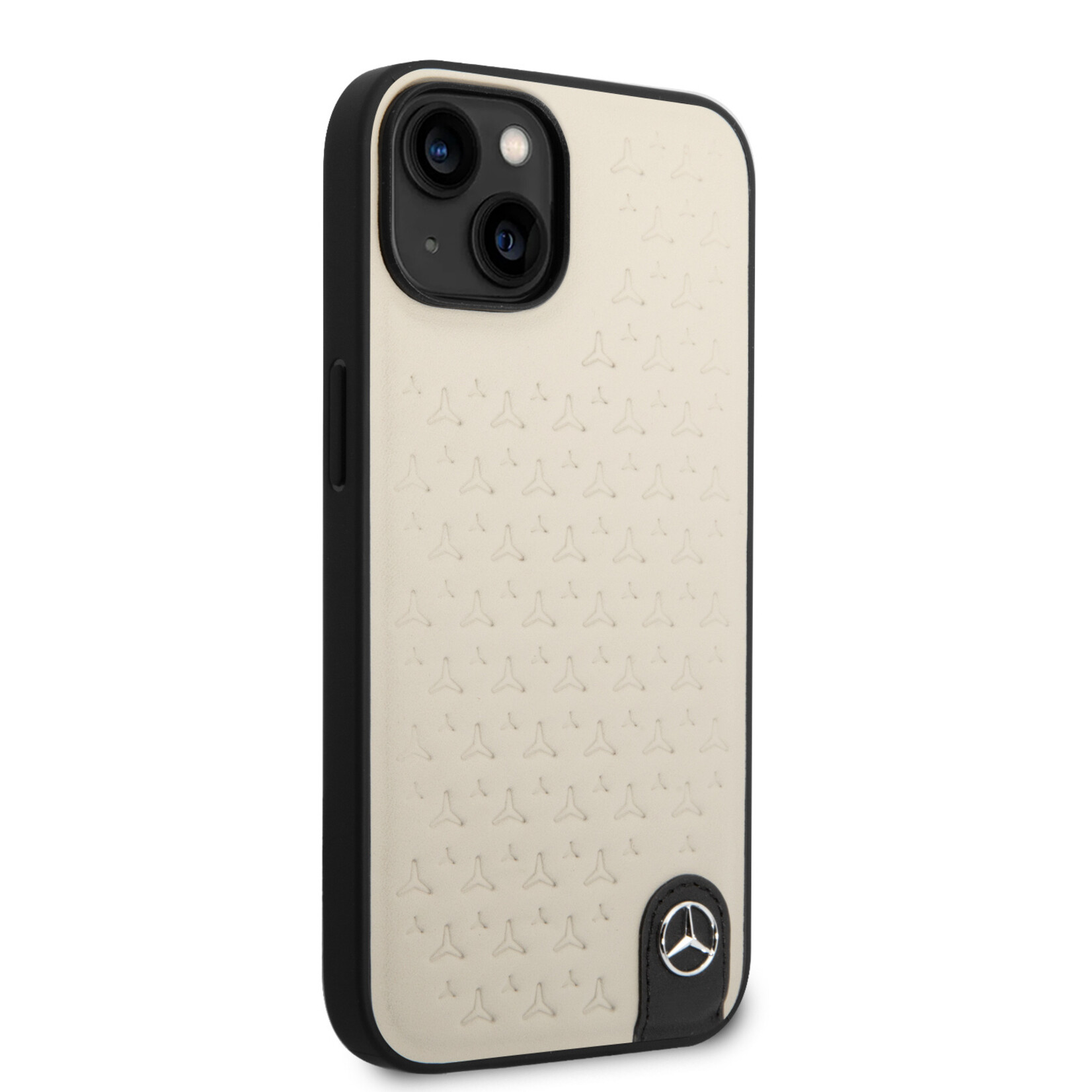 Mercedes-Benz Mercedes-Benz iPhone 14 Hardcase Backcover - Genuine Leather - Star Pattern - Beige