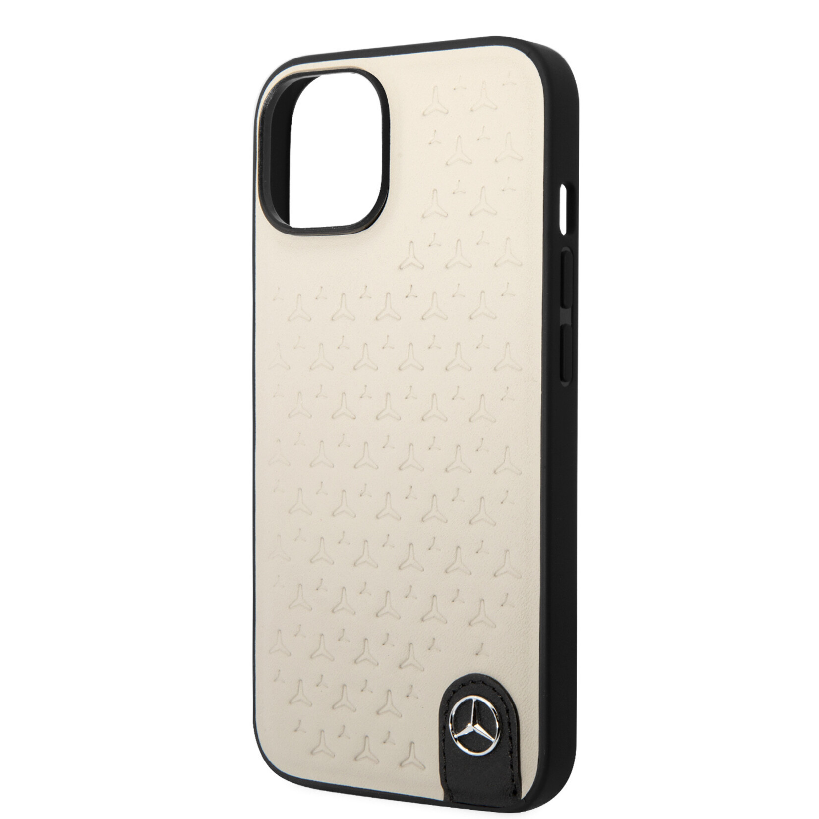 Mercedes-Benz Mercedes-Benz iPhone 14 Hardcase Backcover - Genuine Leather - Star Pattern - Beige