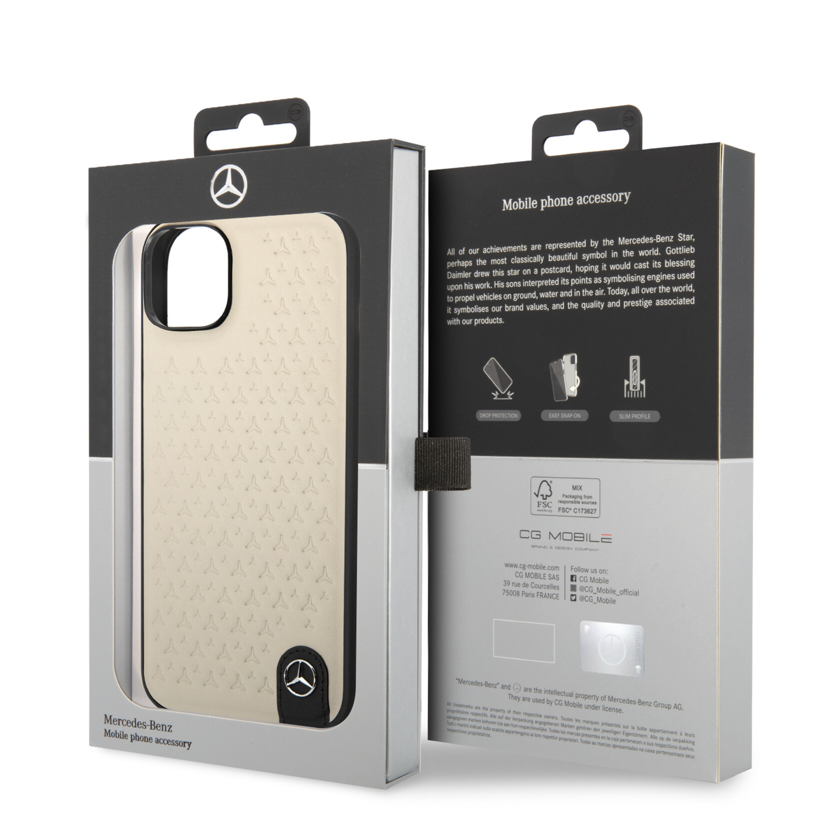 Mercedes-Benz Mercedes-Benz Pu Leer Smartphonehoesje voor Apple iPhone 14 Plus - Bescherming, Back Cover, Beige Kleur