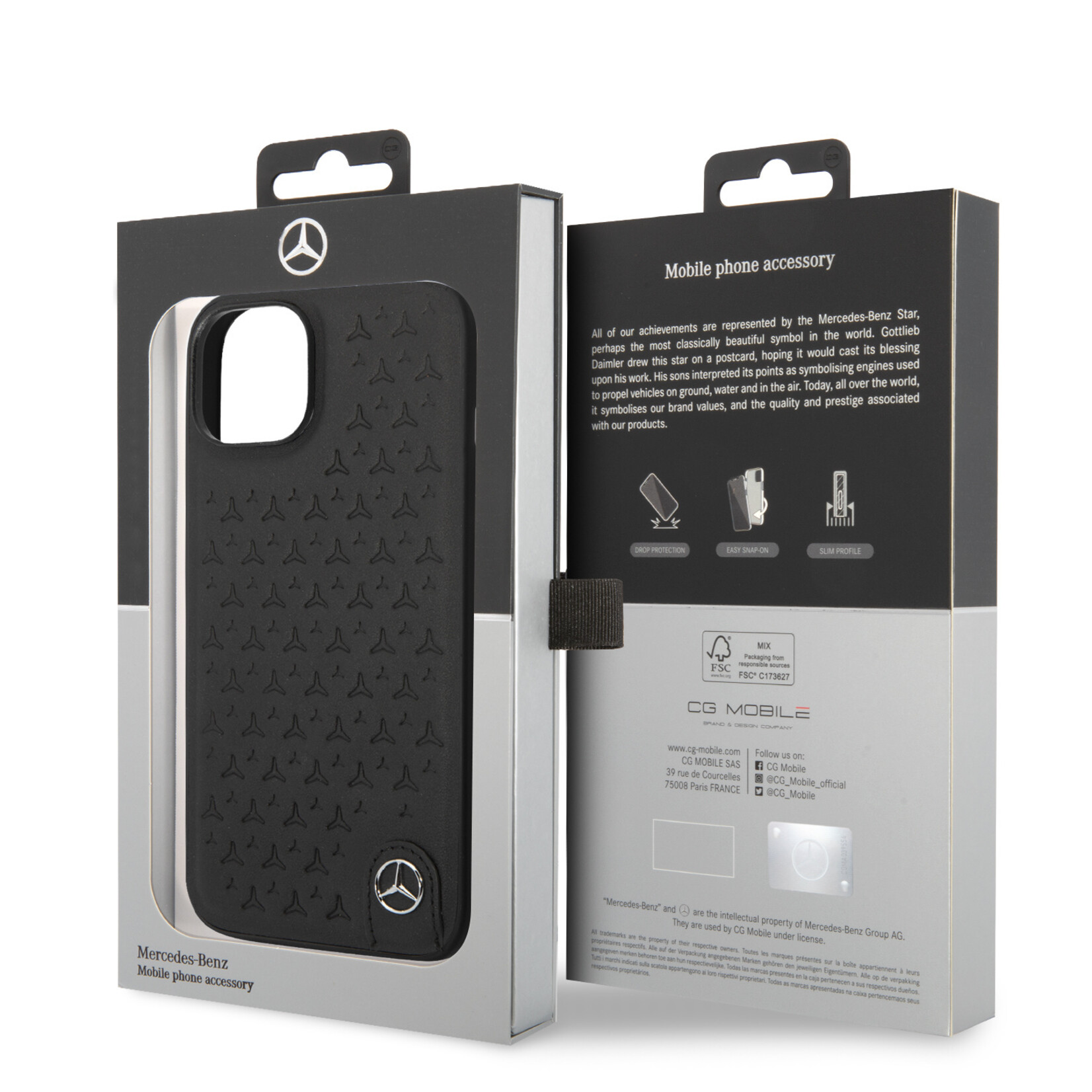 Mercedes-Benz Mercedes-Benz Pu Leer Telefoonhoesje voor Apple iPhone 14 – Beschermende Back Cover – Zwart