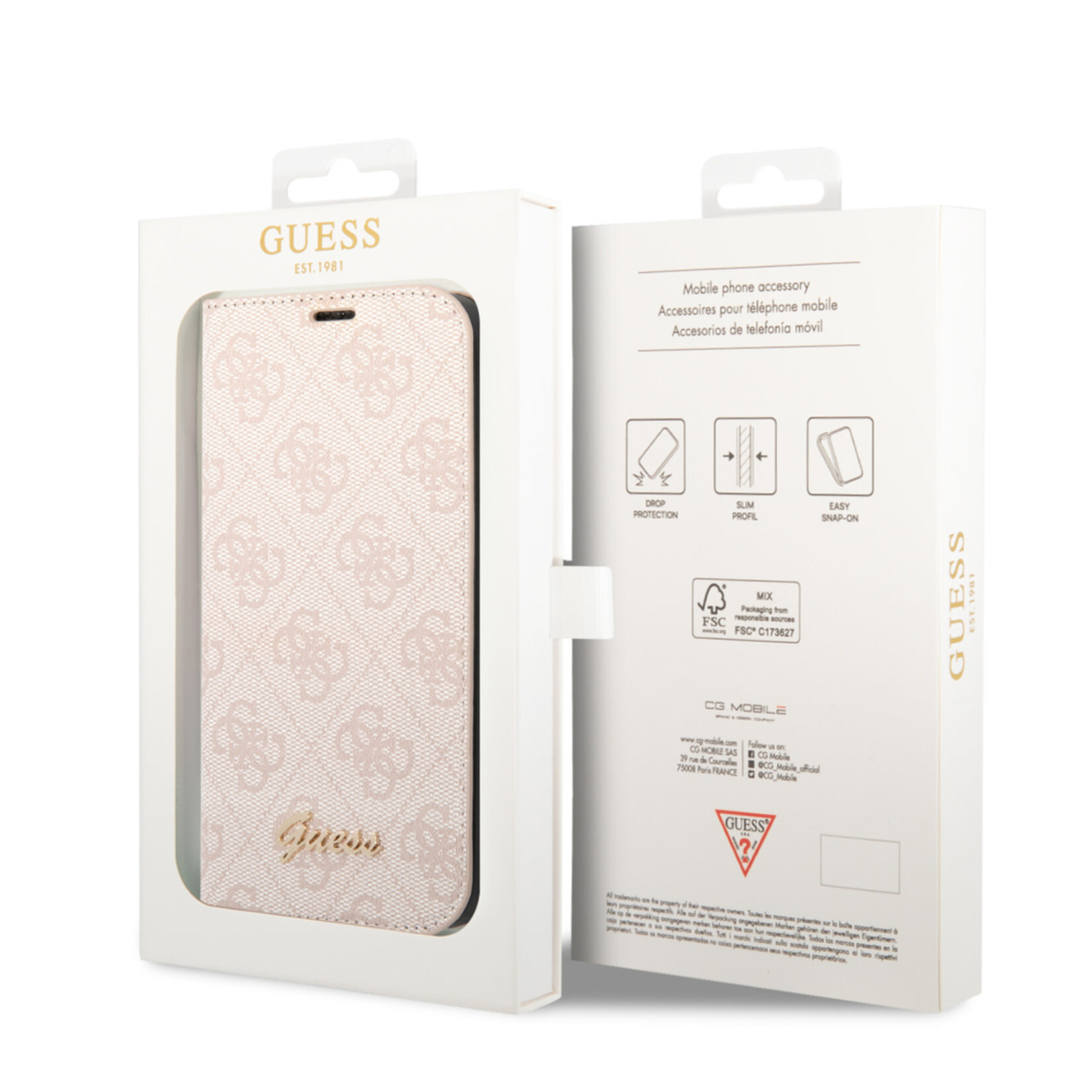 Guess Guess Book Case Telefoonhoesje voor Apple iPhone 14 Plus - Roze, Polycarbonaat;TPU met Bescherming.