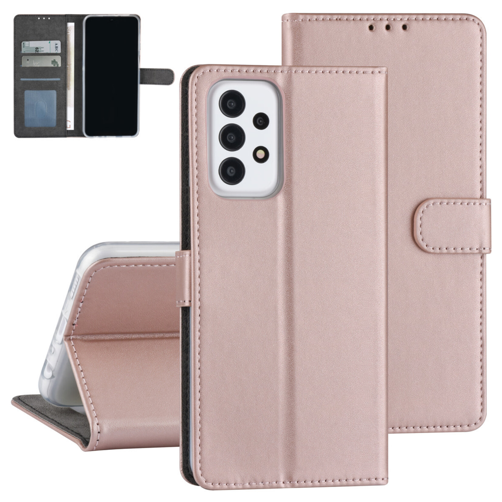 Samsung Galaxy A23 Book Case hoesje - Pasjeshouder voor 3 pasjes - Magneetsluiting - Rose Gold