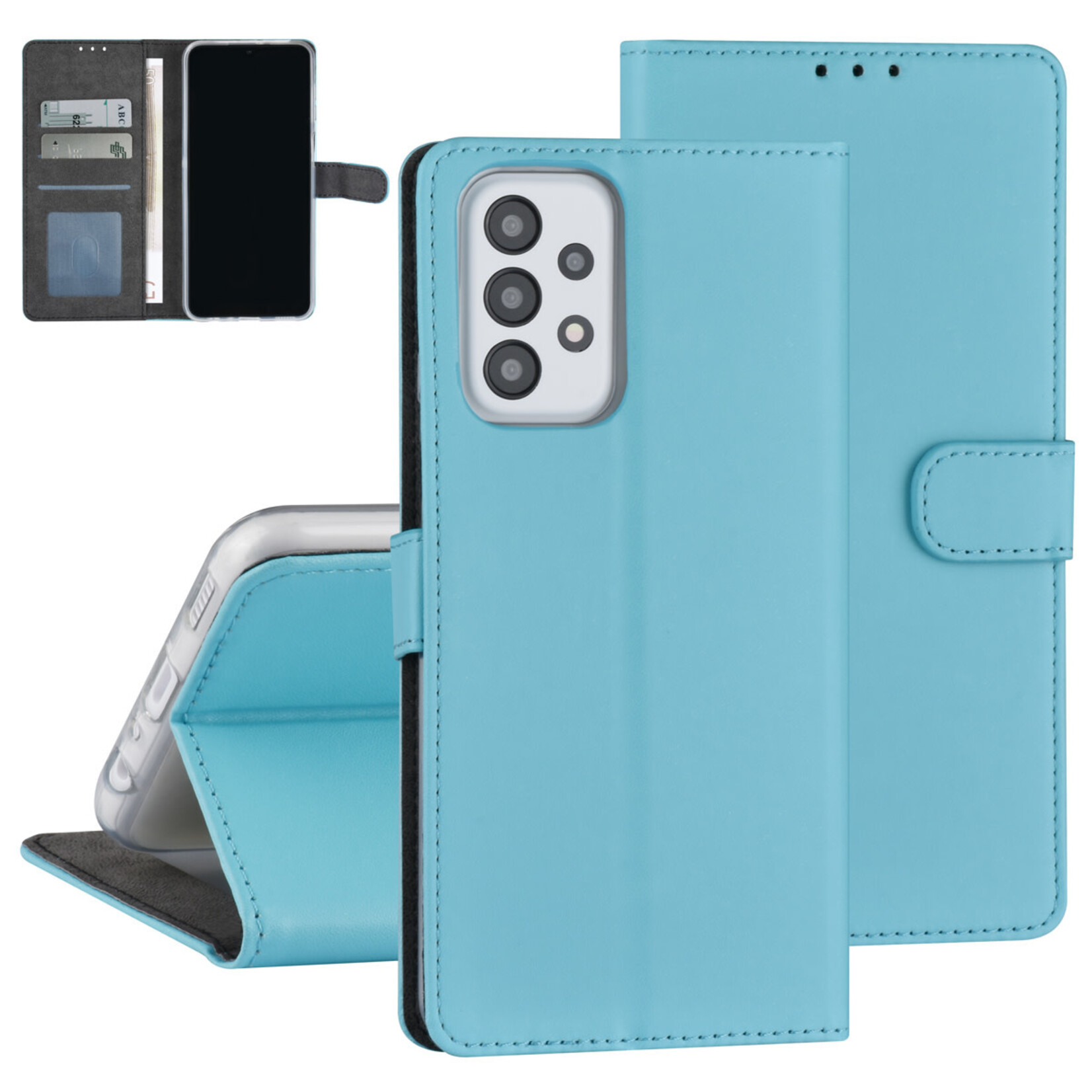 Samsung Galaxy A23 Book Case hoesje - Pasjeshouder voor 3 pasjes - Magneetsluiting - LichtBlauw