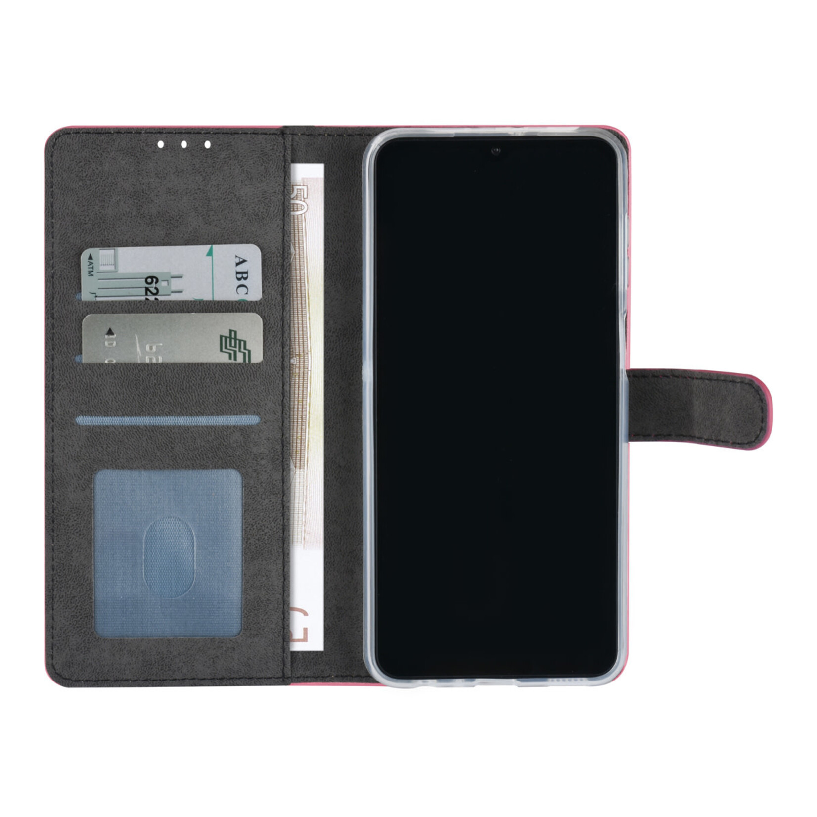 Samsung Galaxy A23 Book Case hoesje - Pasjeshouder voor 3 pasjes - Magneetsluiting - Felroze