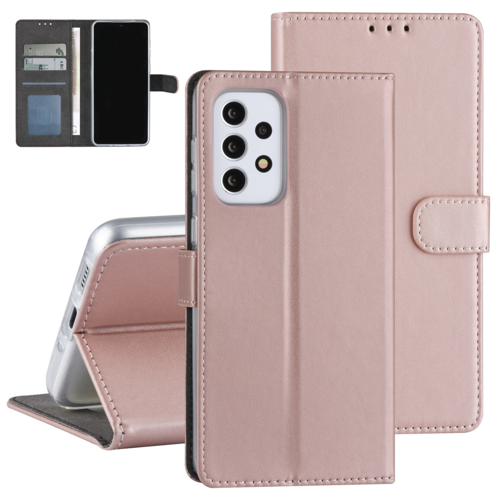 Samsung Galaxy A33 5G Book Case hoesje - Pasjeshouder voor 3 pasjes - Magneetsluiting - Rose Gold