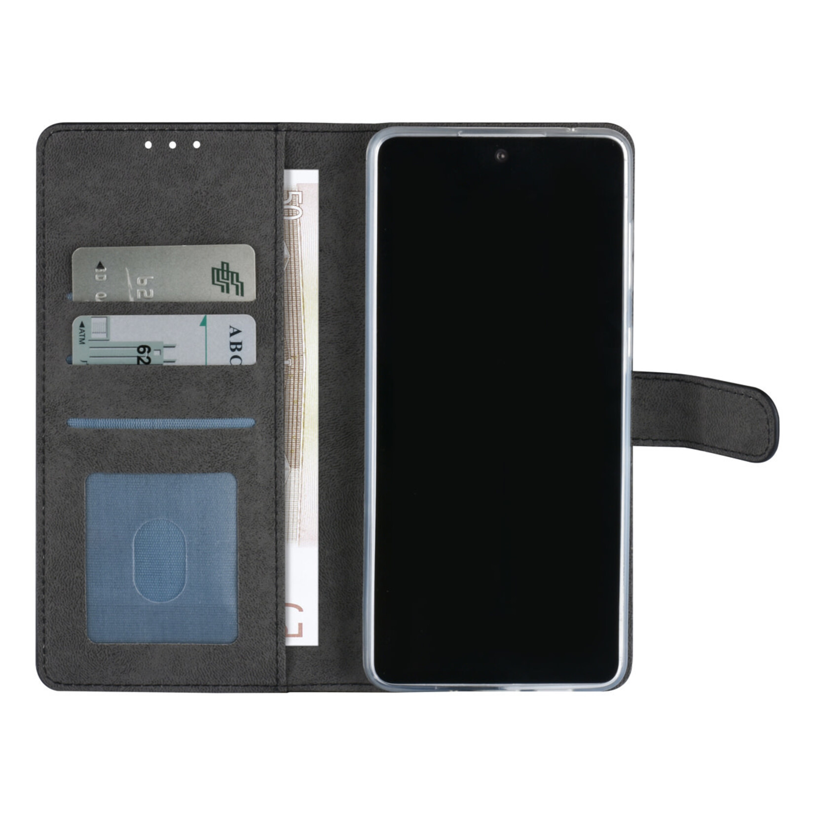 Samsung Galaxy A73 5G Book Case hoesje - Pasjeshouder voor 3 pasjes - Magneetsluiting - Zwart