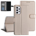 Samsung Galaxy A73 5G Book Case hoesje - Pasjeshouder voor 3 pasjes - Magneetsluiting - Goud